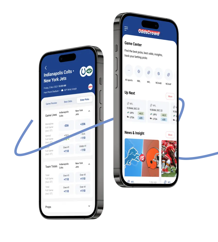 Custom software development for the OddsCrowd platform required work with multiple APIs for timely updates on the games. The first screen demonstrates a game’s profile, and the second one displays a game center section.