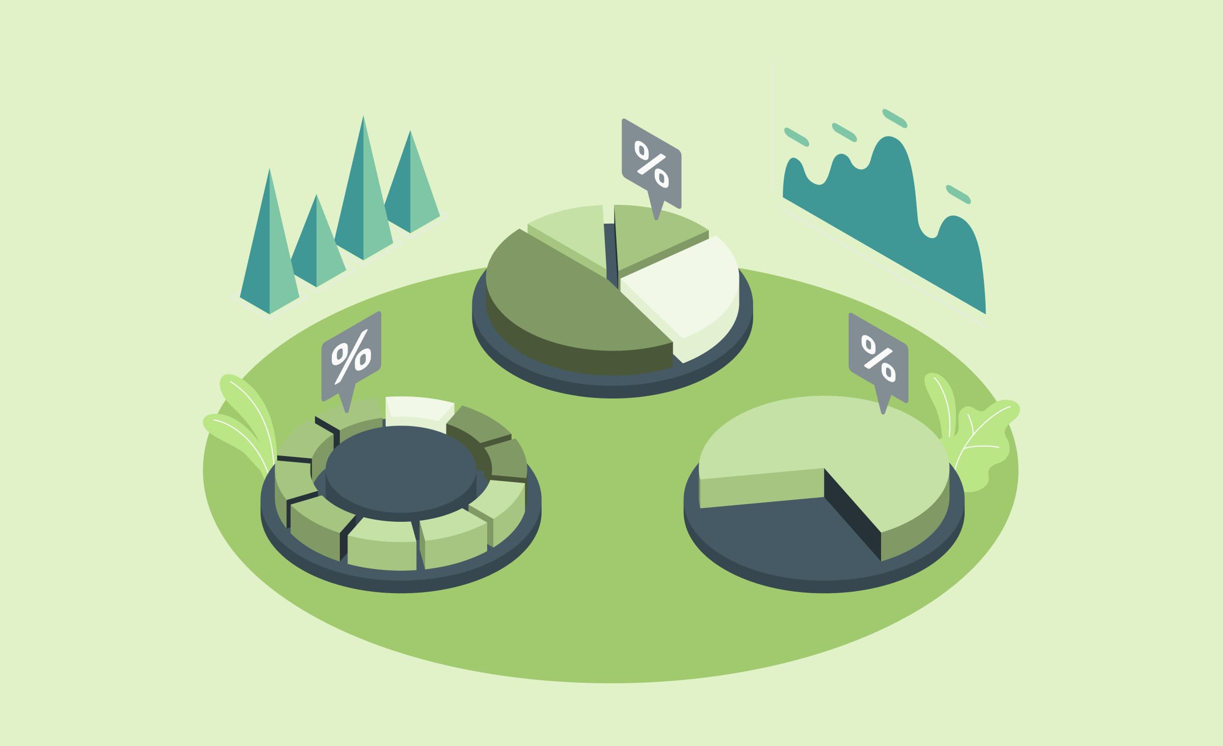 Cover depicting various pie charts and diagrams showcasing expert data visualization services