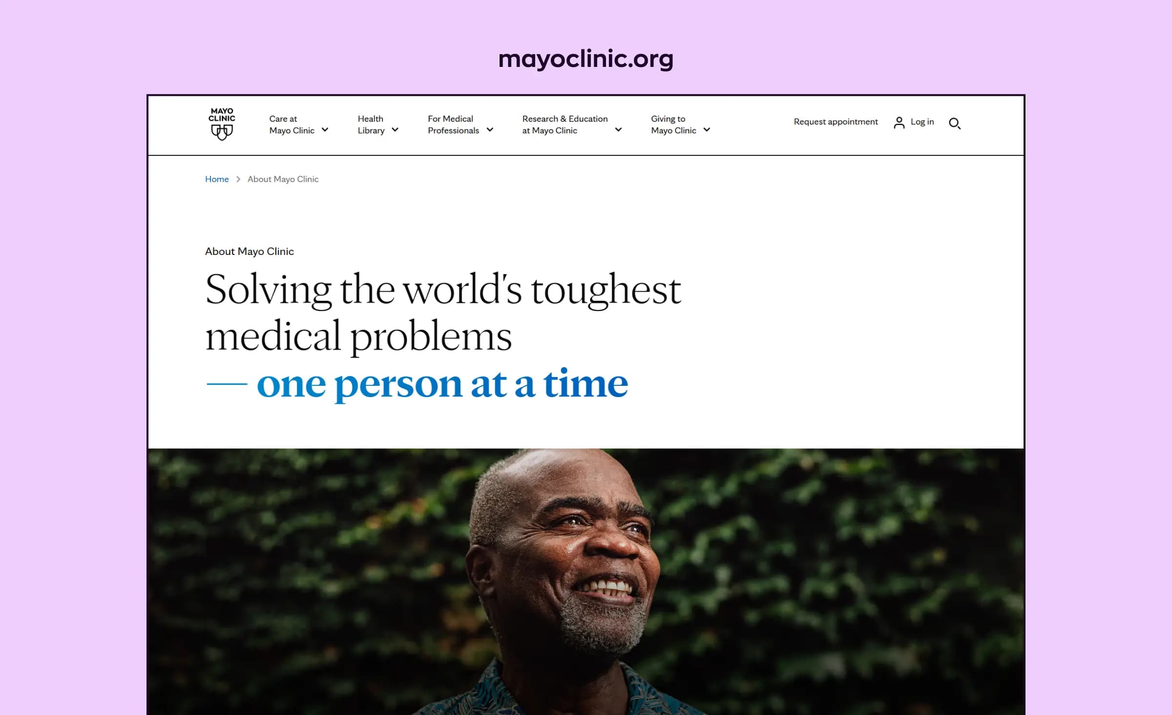 Mayo Clinic healthcare website design