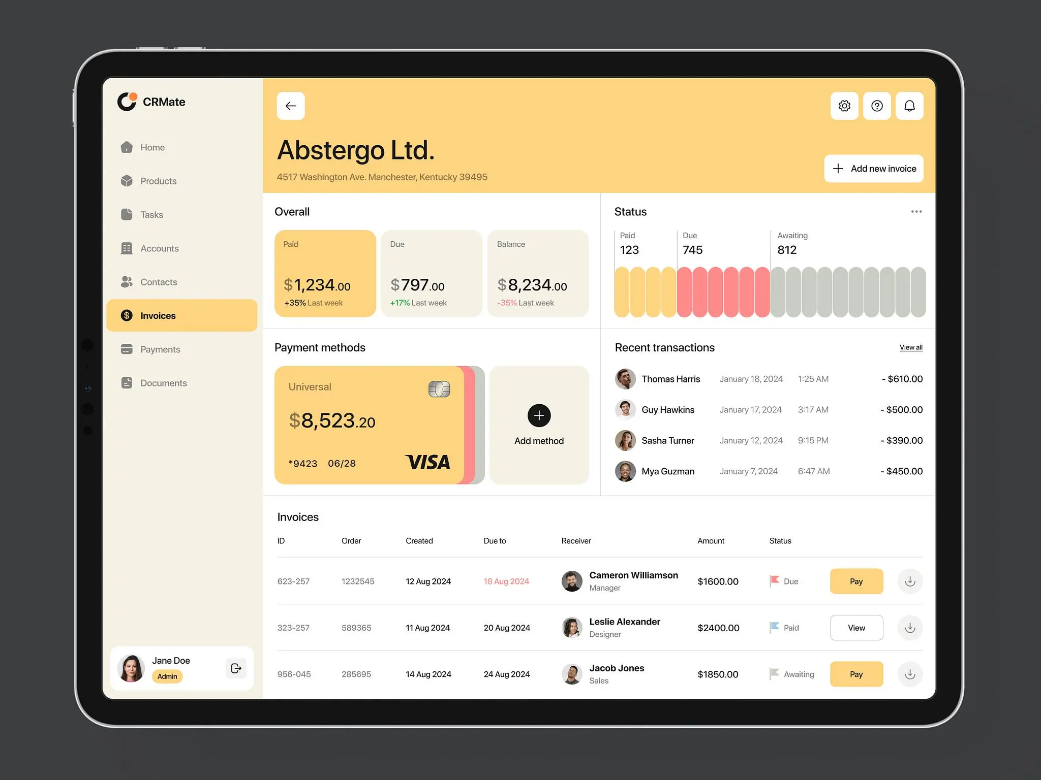 CRM dashboard: Check out our recent design concept