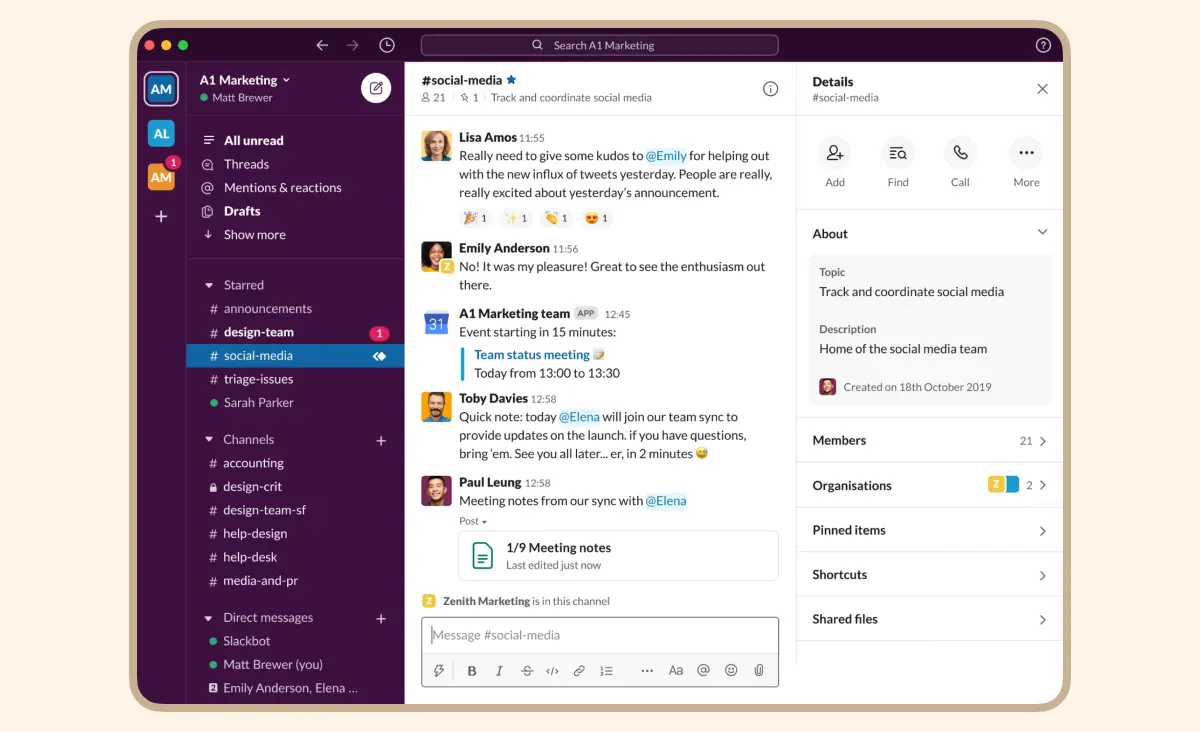 Slack is an example of secure enterprise application.