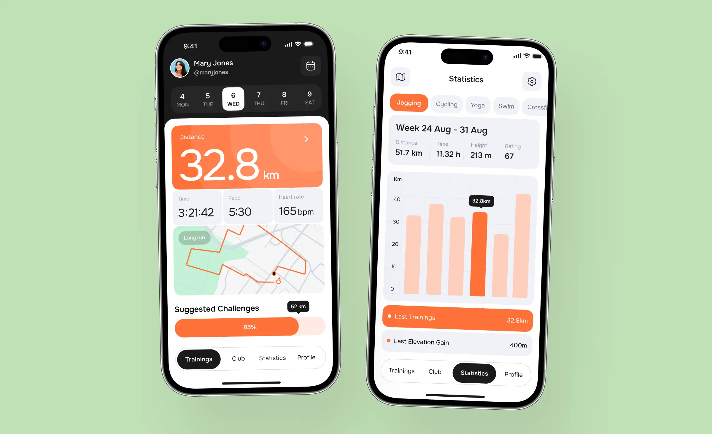 IoT app design concept by Ronas IT: A running app that connects to a smart band