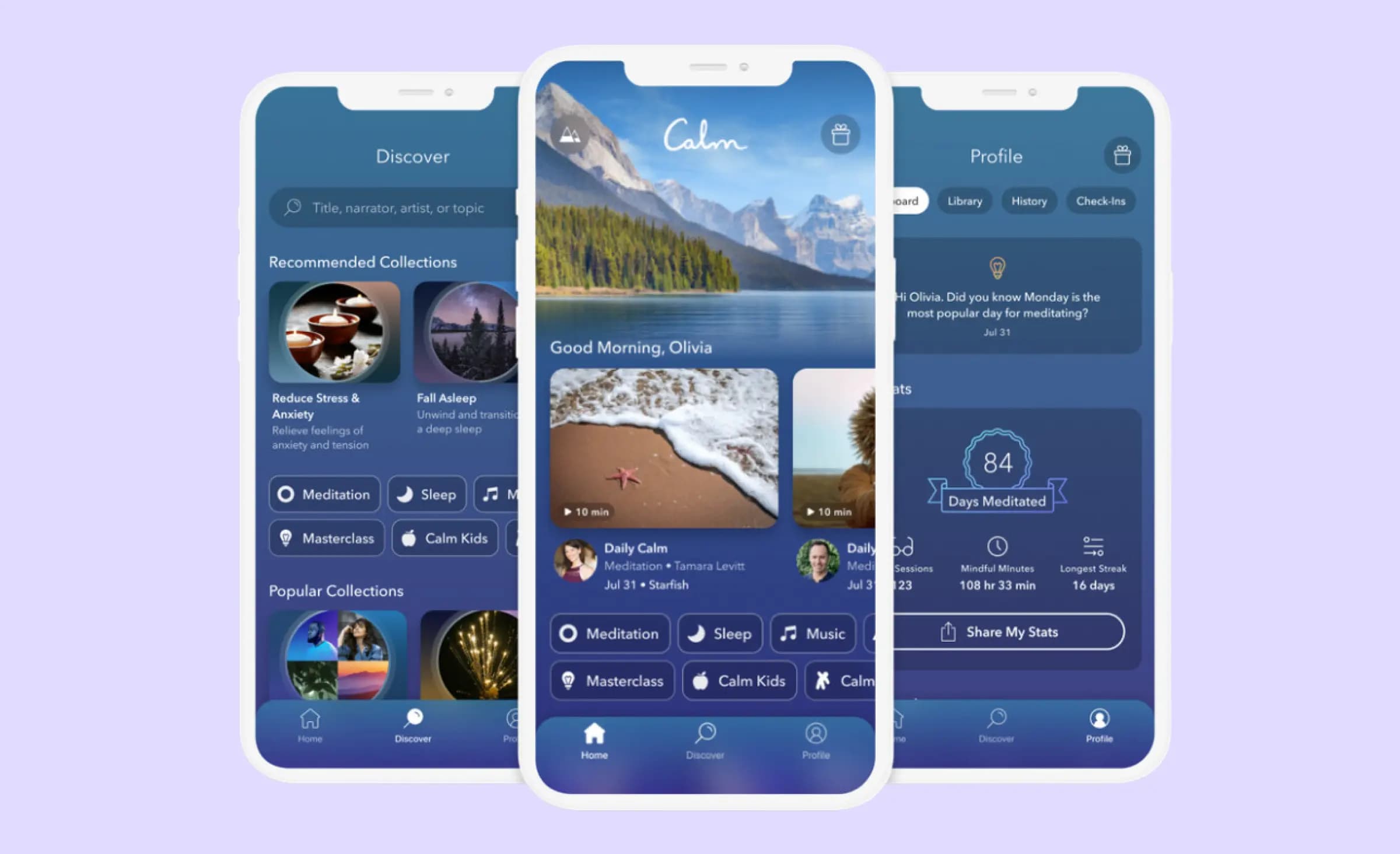 Calm app UI design example