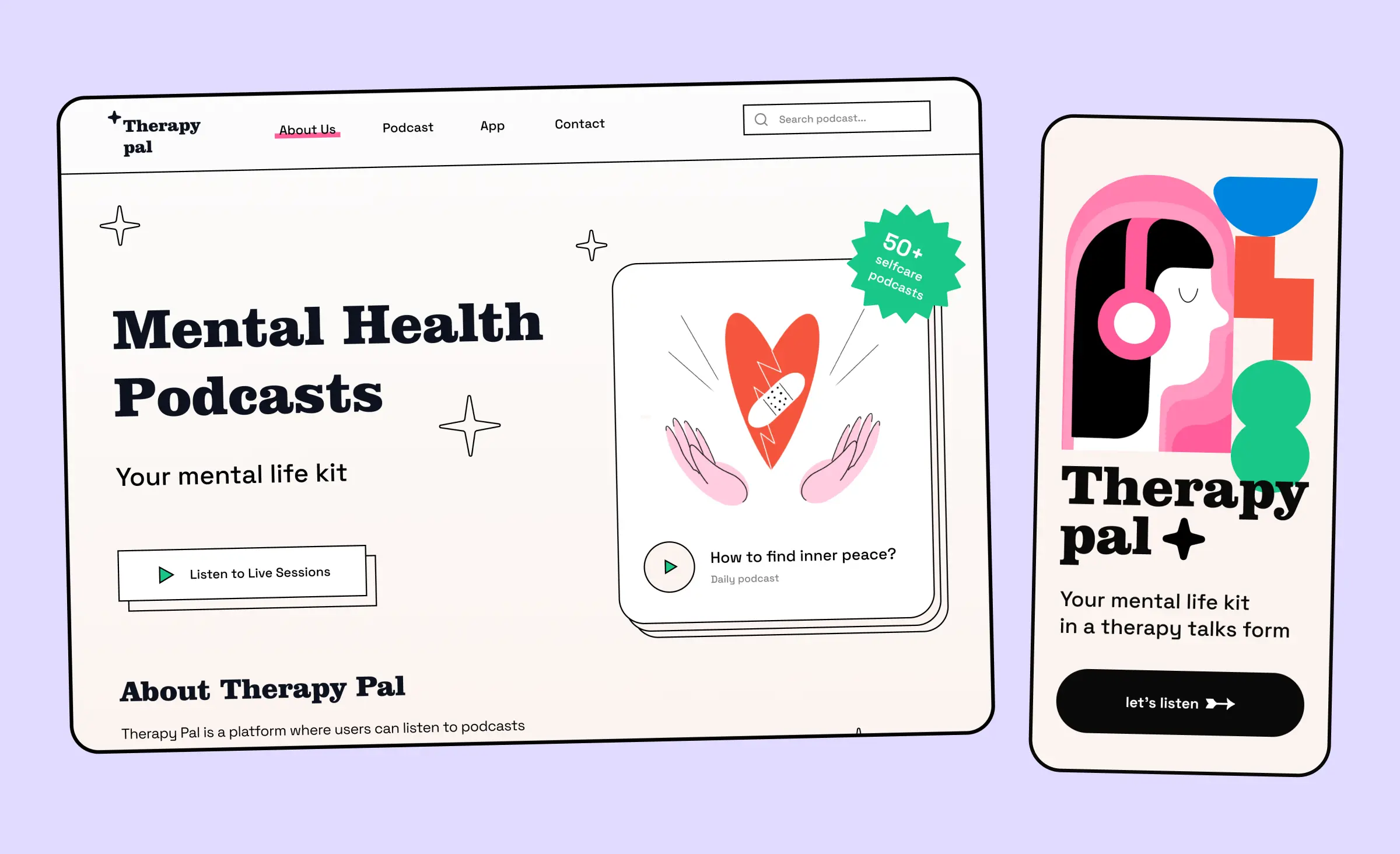 Podcast app UI design example