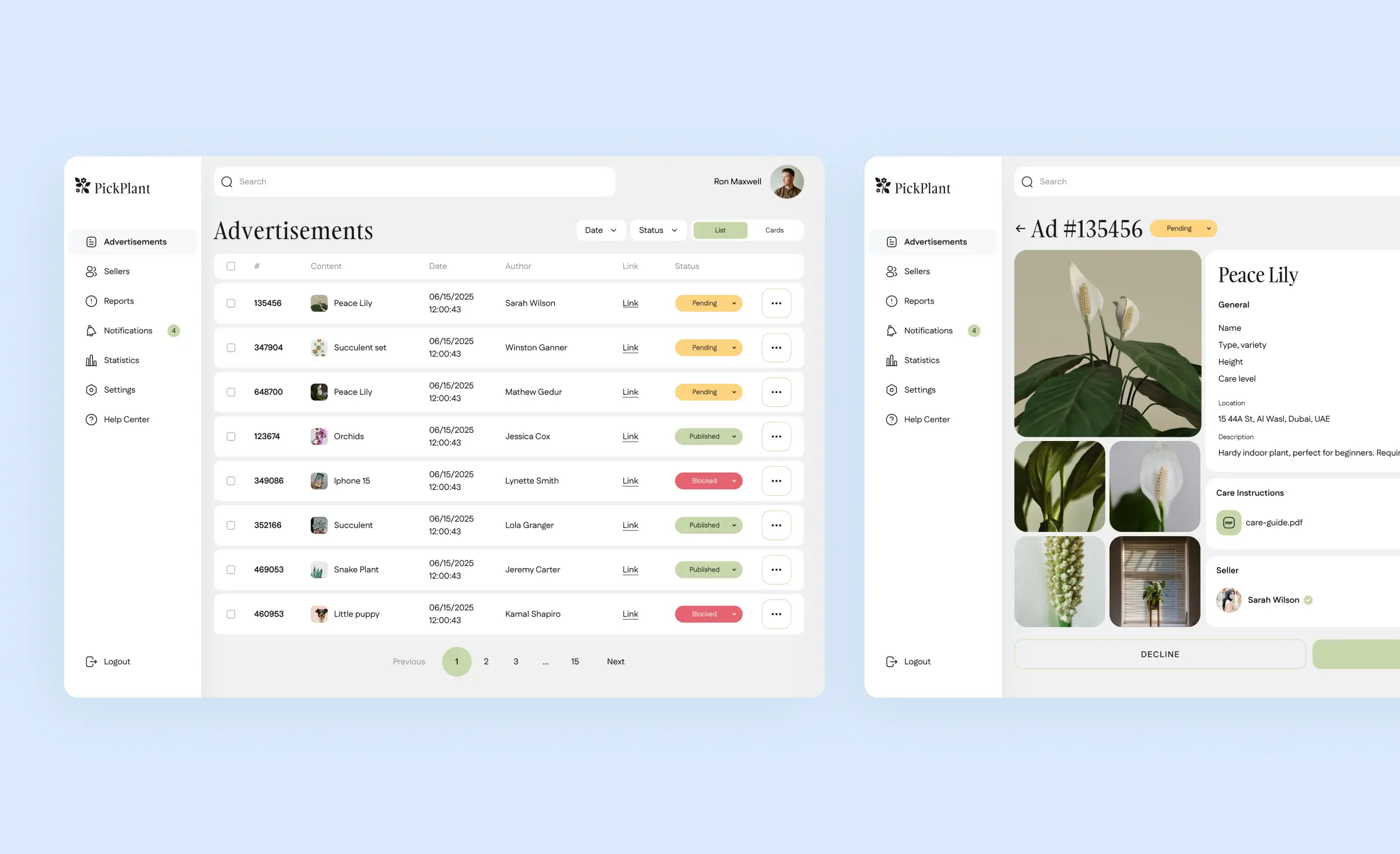 Personalization in behavioral design - an example with a plant marketplace designed by Ronas IT 