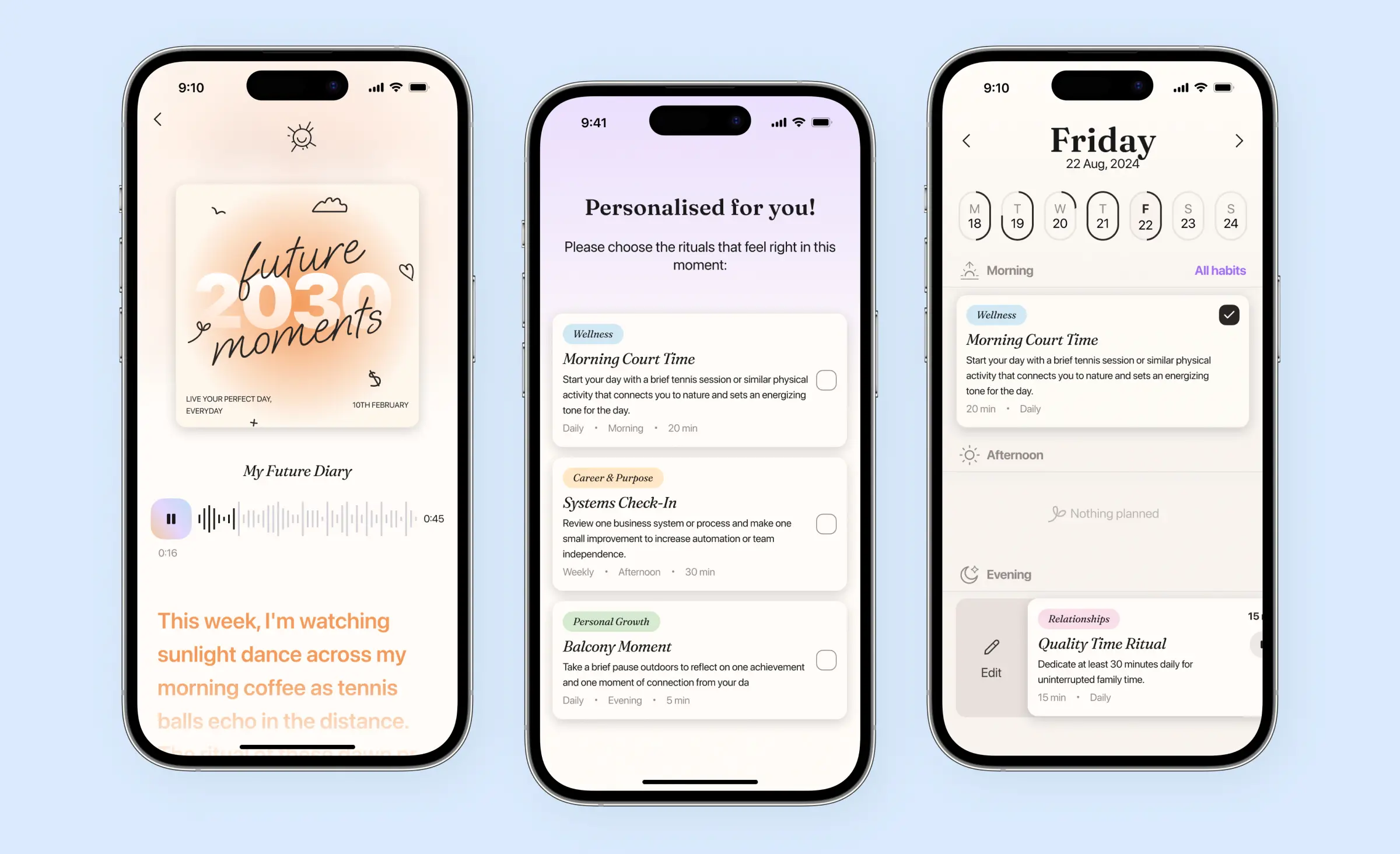 An example of good behavioral design in habit tracking - a mobile app for habit formation designed and developed by Ronas IT