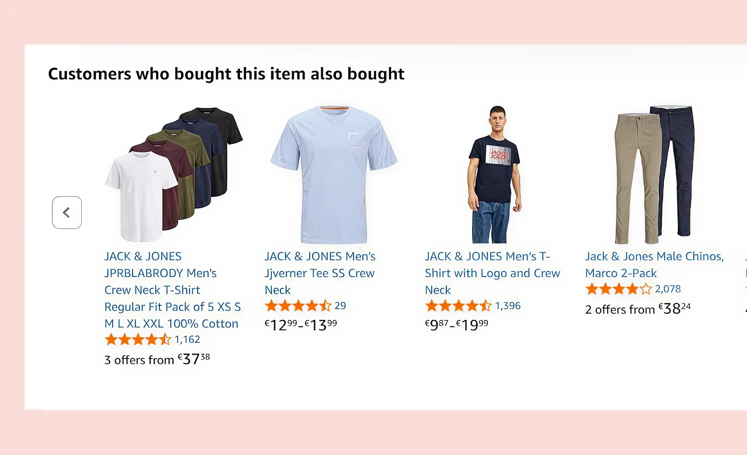 Screenshot of an online shopping platform displaying product recommendations under the heading "Customers who bought this item also bought," demonstrating how personalized customer experiences are created through tailored suggestions