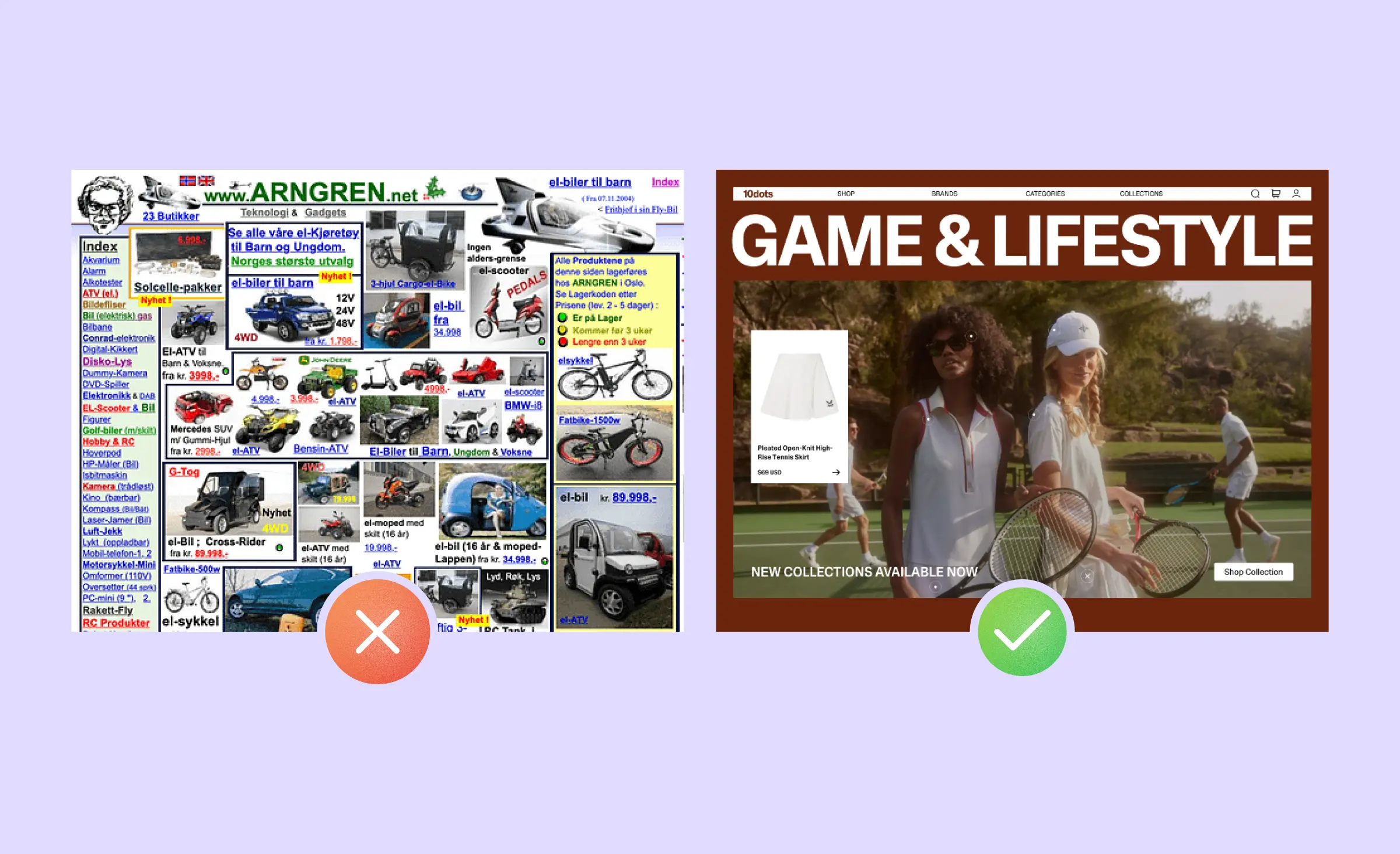 UI design examples of minimal and cluttered interfaces