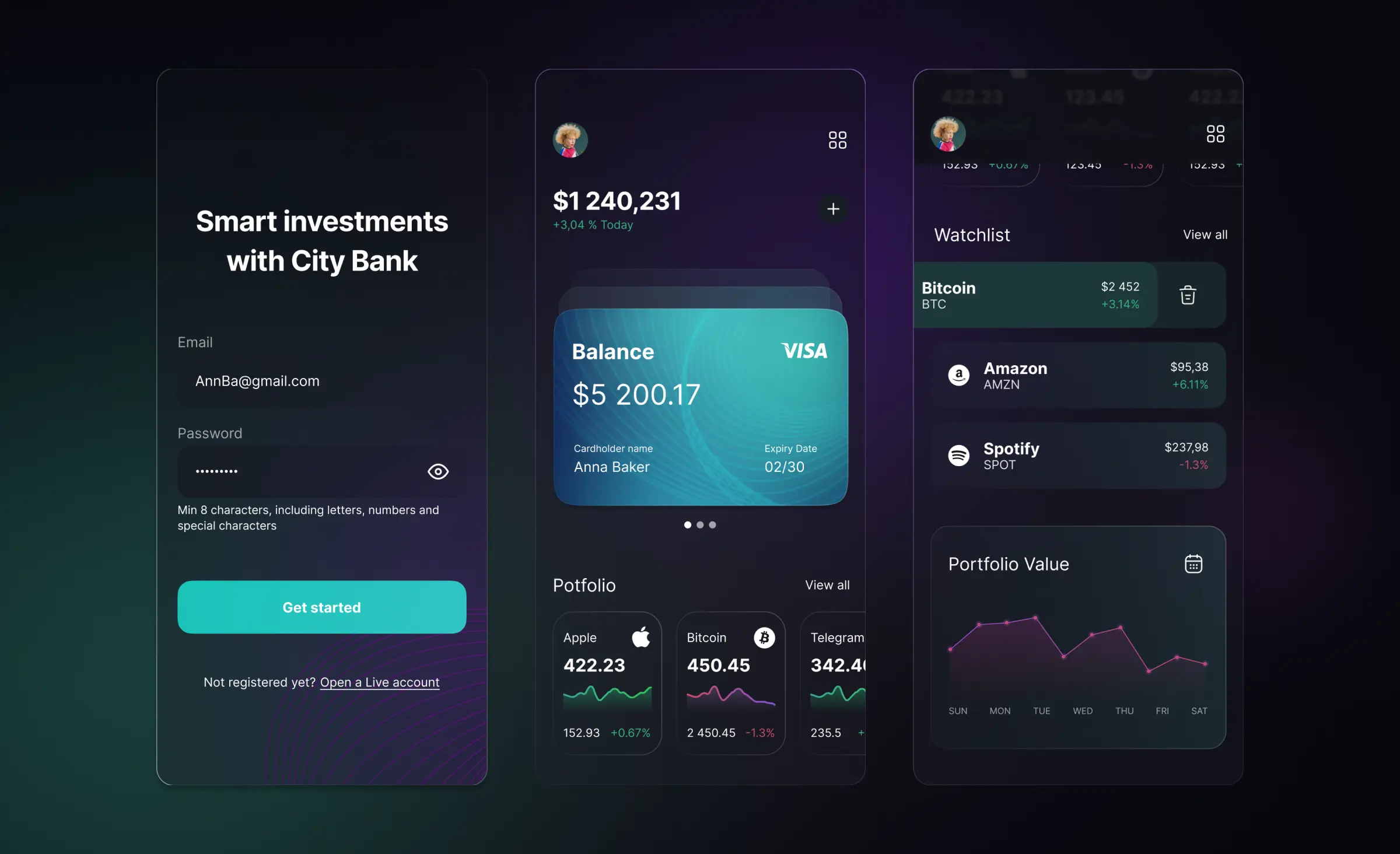 A design concept of a financial application