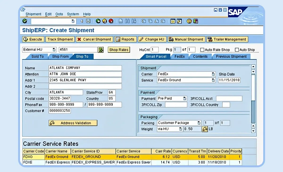 ERP software development: SAP ERP interface.