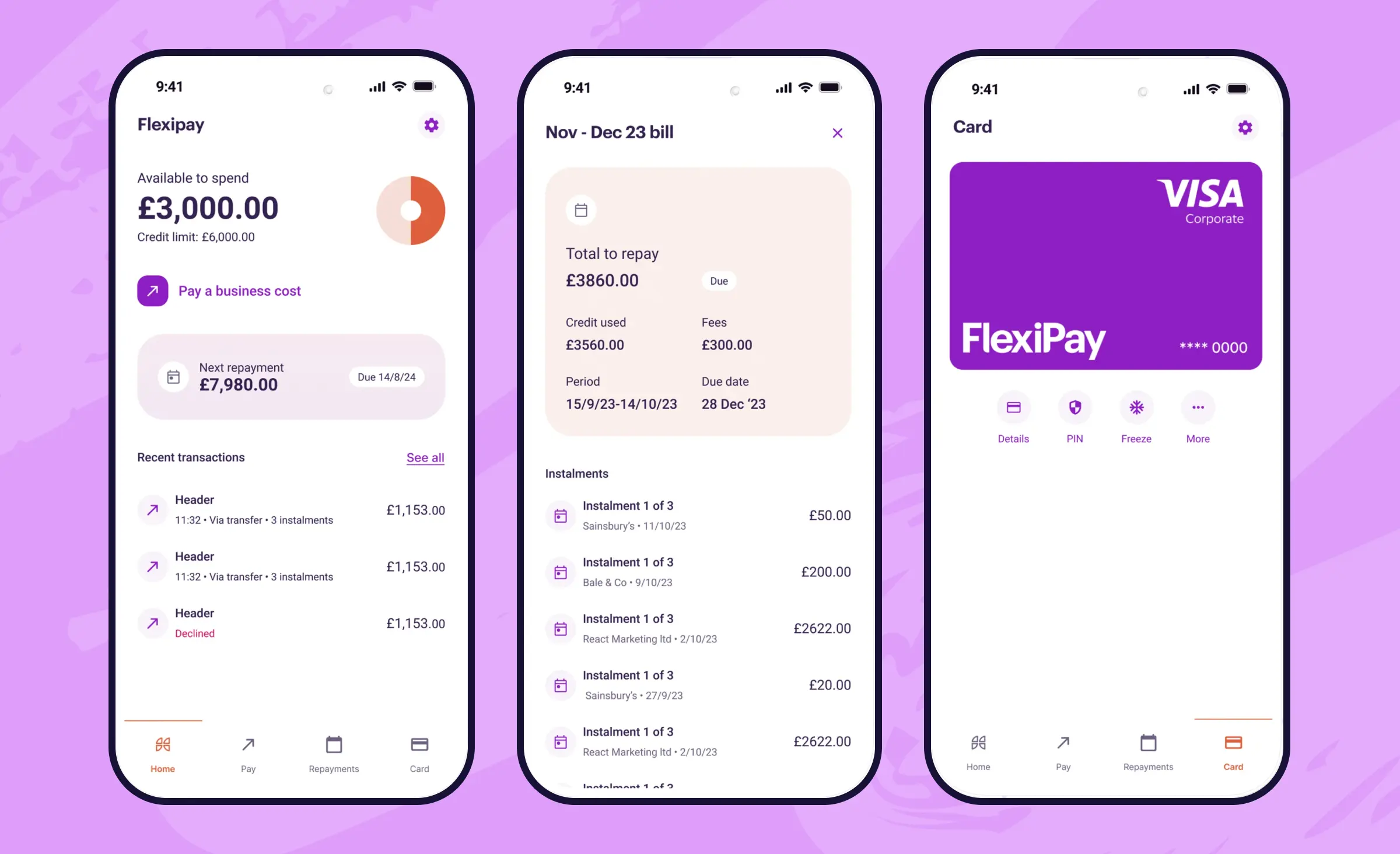 Screens of a Flexipay P2P lending app representing a viable FinTech startup idea