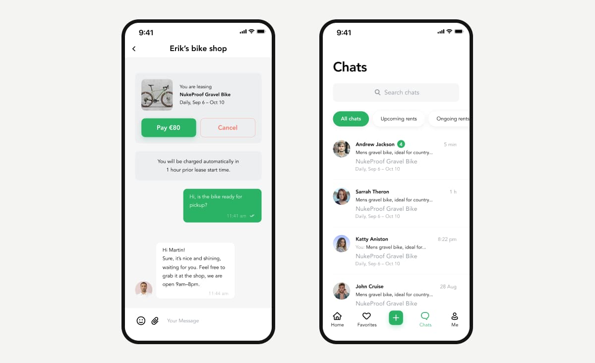 Rental service chat design