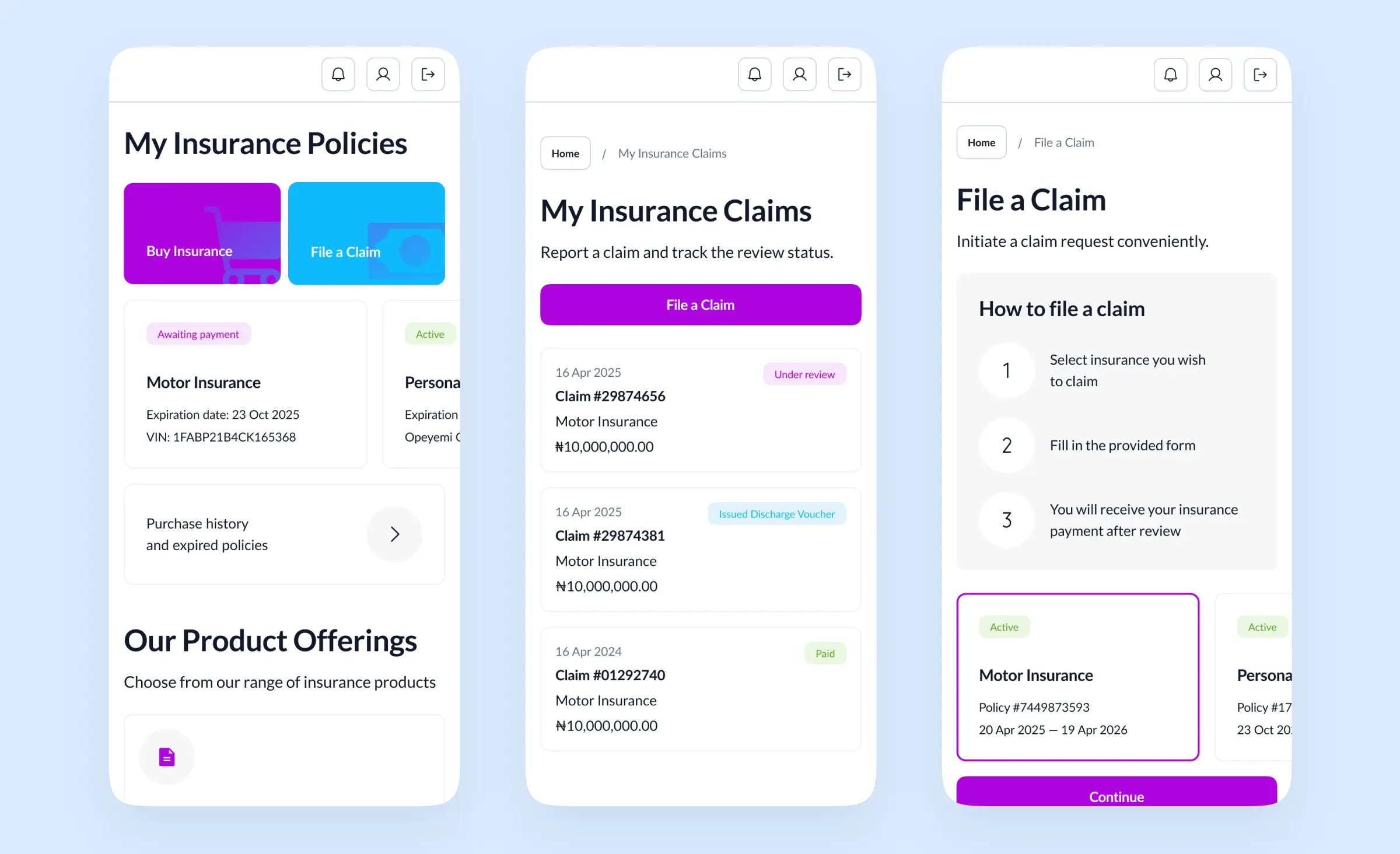 Three mobile app screens without logos, showcasing an improved and simplified user interface after a complete redesign focused on software performance optimization and enhanced usability.