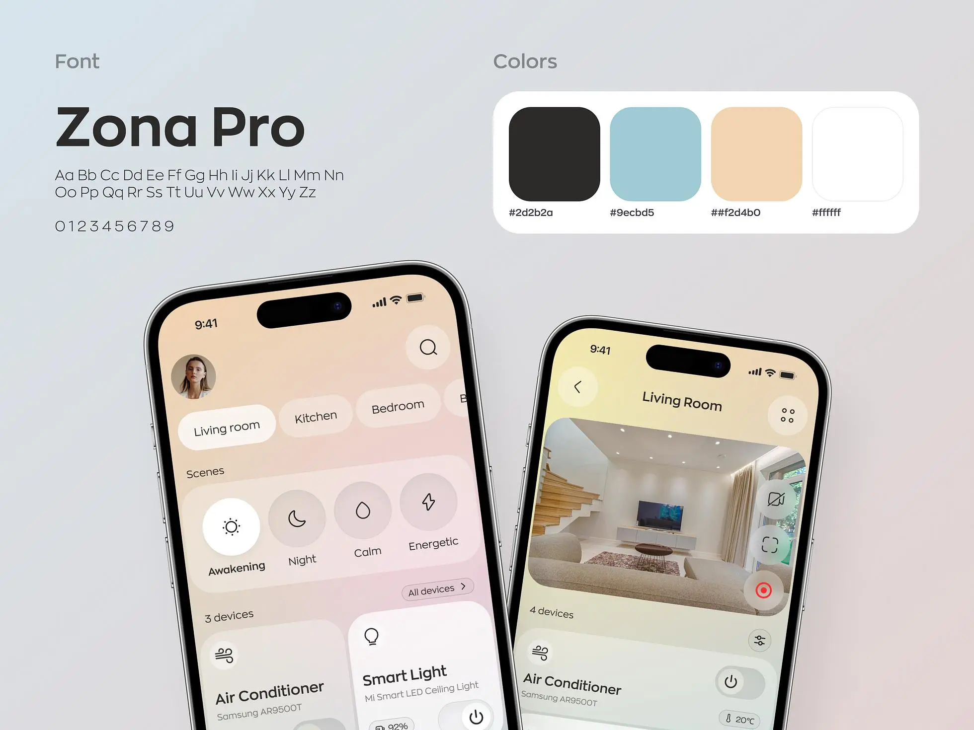 Smart home app branding: Colors and fonts we used