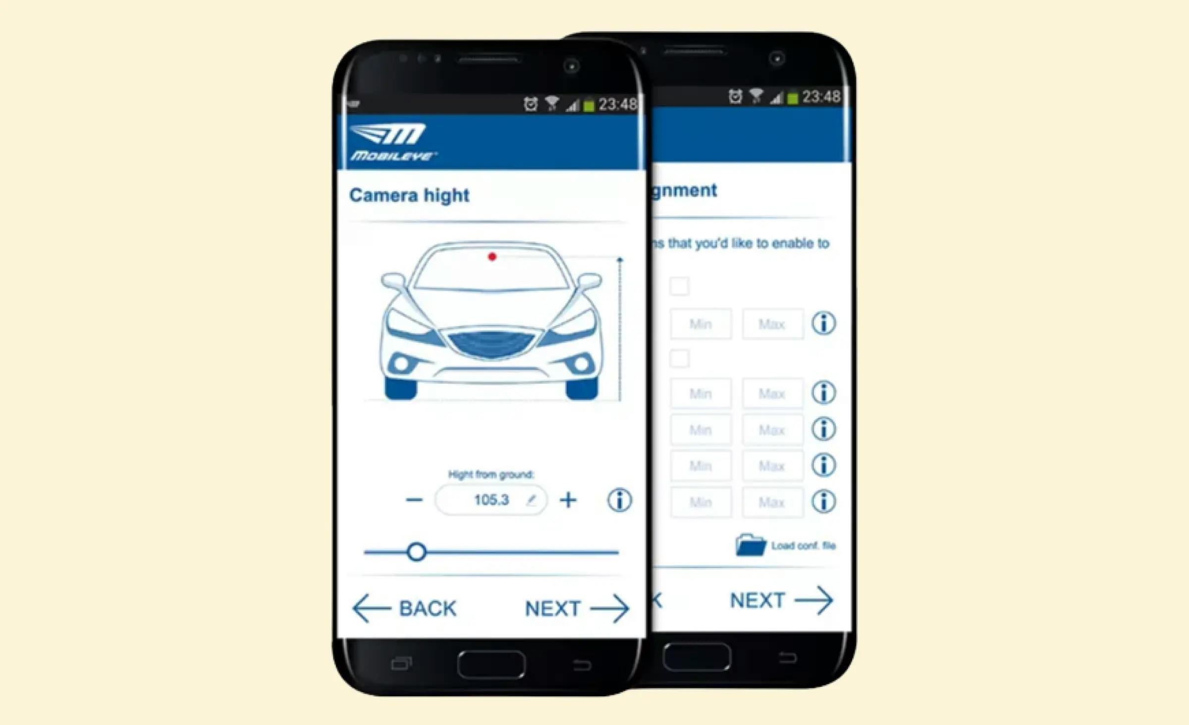 Automotive app development example - Mobileye app for monitoring the road