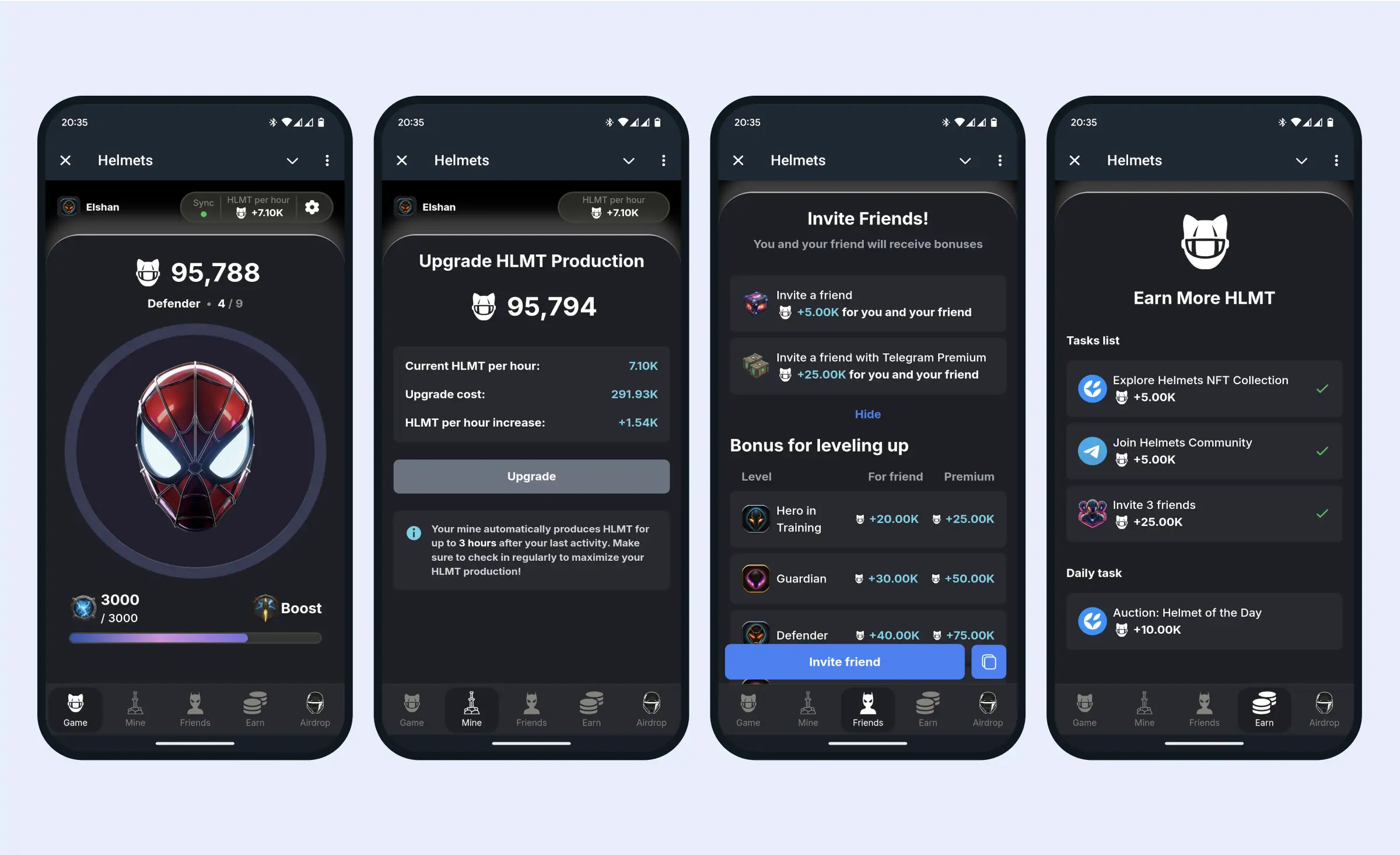 Screens of Helmets telegram mini app