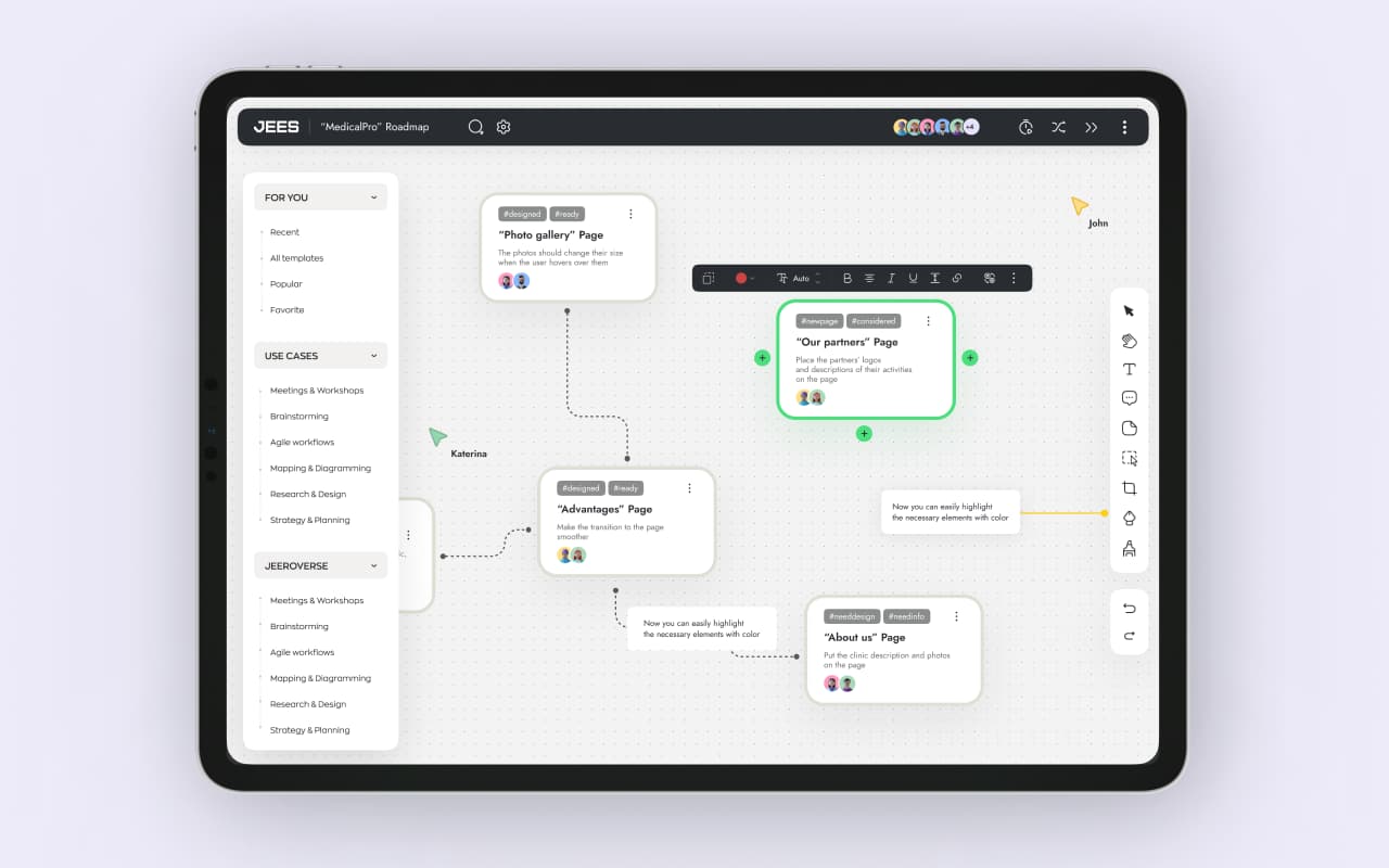 Ronas IT team has created an enterprise knowledge management system in the format of collaboration space optimized for iPad screen