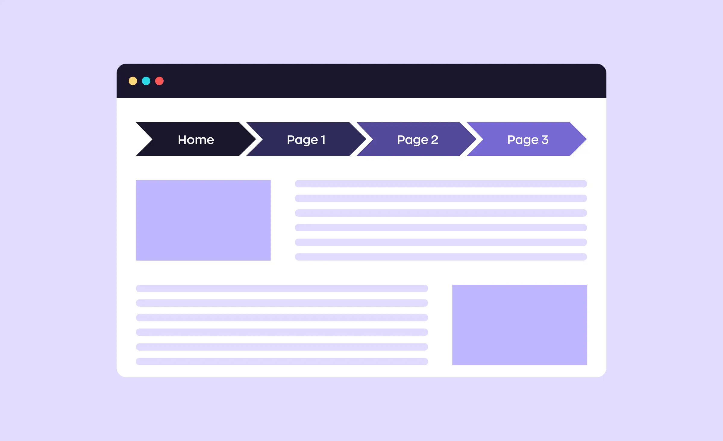 The illustration features a breadcrumb navigation scheme, which is ideal for a real estate website design as it allows users to easily go back and forth in their property search.