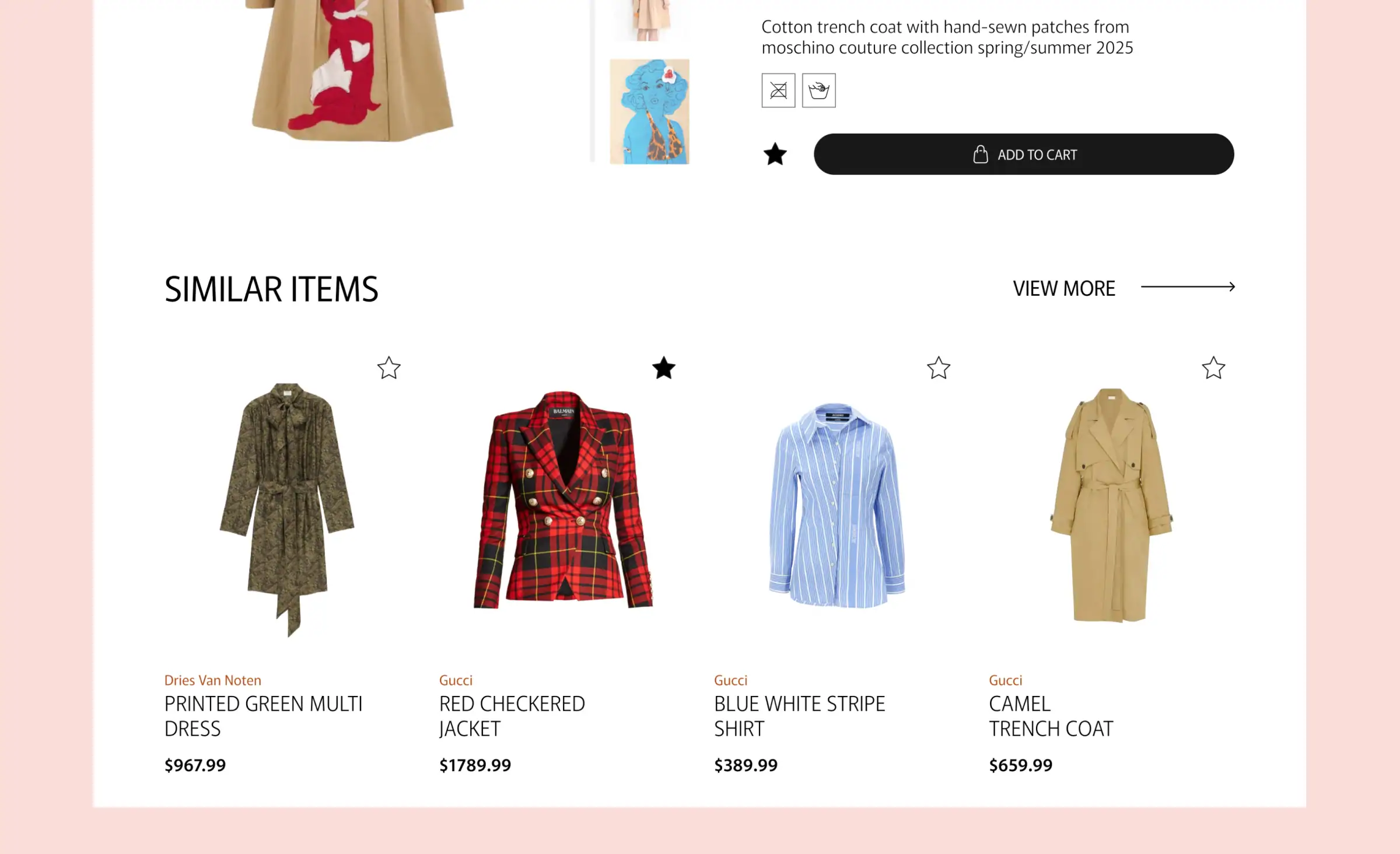 Screenshot of an online shopping page displaying a "Similar Items" section with recommended clothing options, illustrating how personalized customer experiences are enhanced with tailored product suggestions.