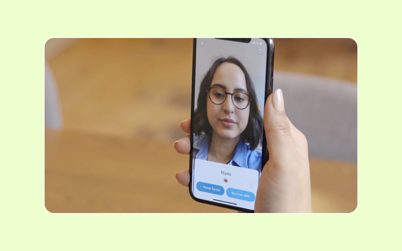 Cost of e-commerce app development: Augmented reality try-on in Warby Parker app