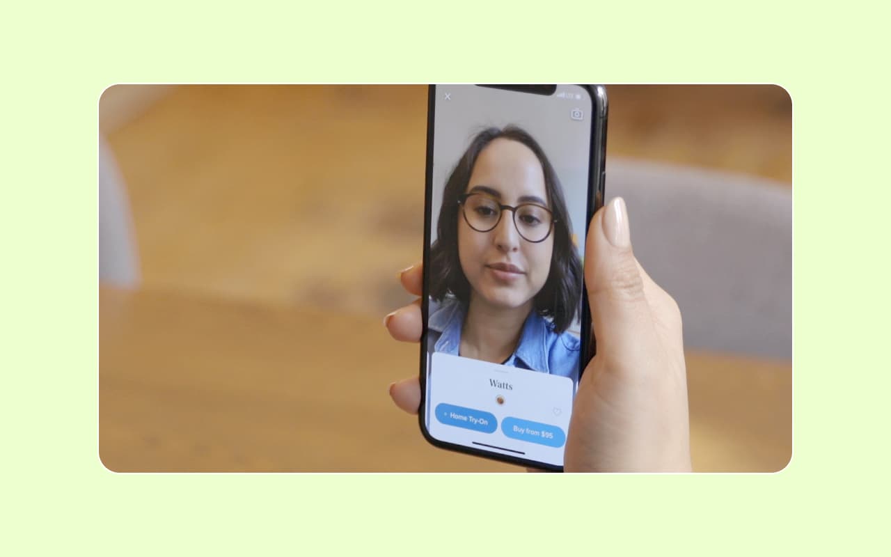 Cost of e-commerce app development: Augmented reality try-on in Warby Parker app