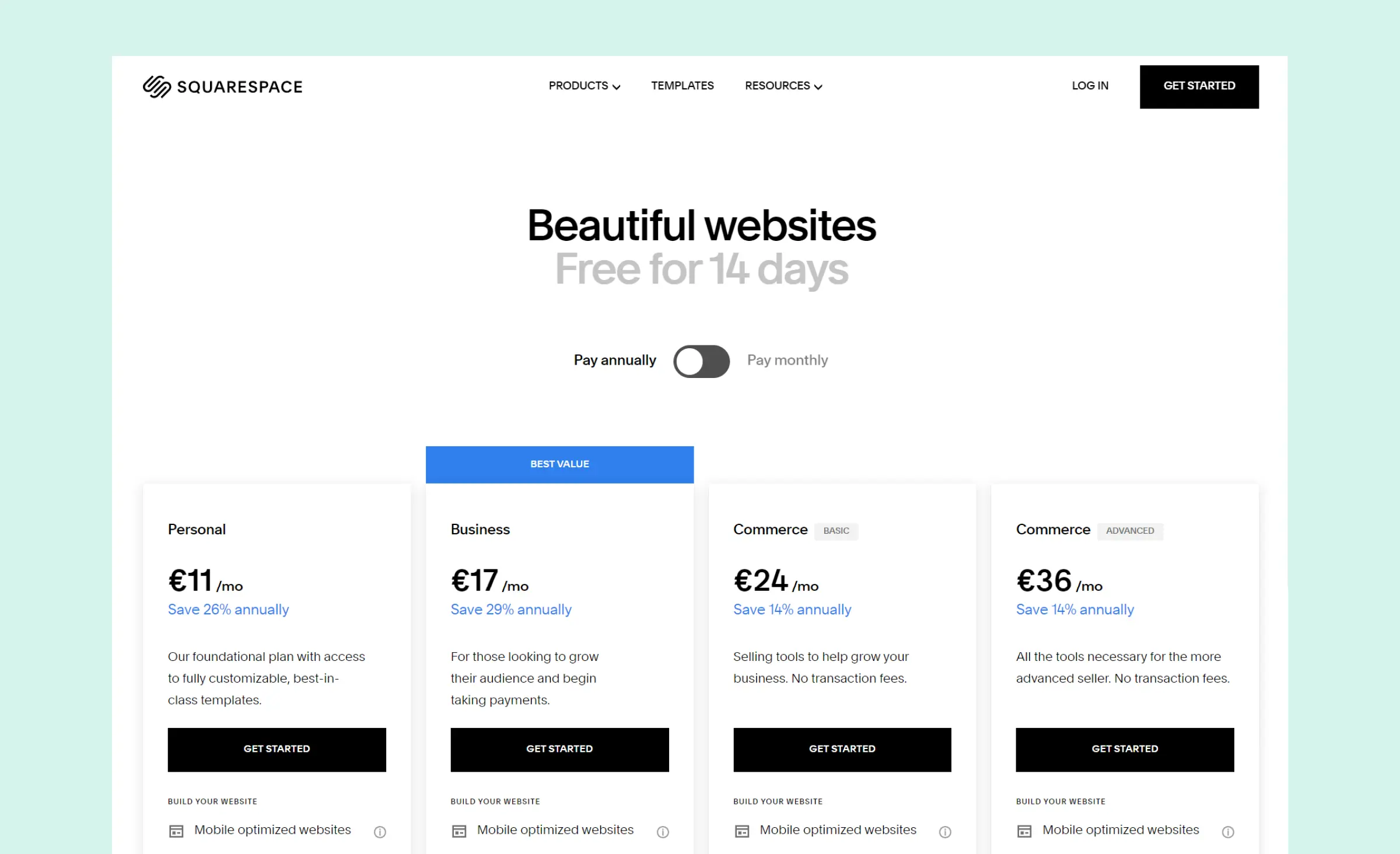 Squarespace pricing plans compared to the cost of custom web design