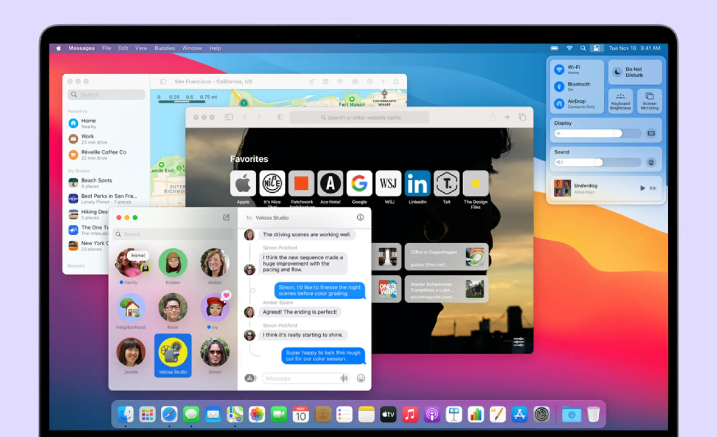 MacOS Big Sur as UI example of glassmorphism