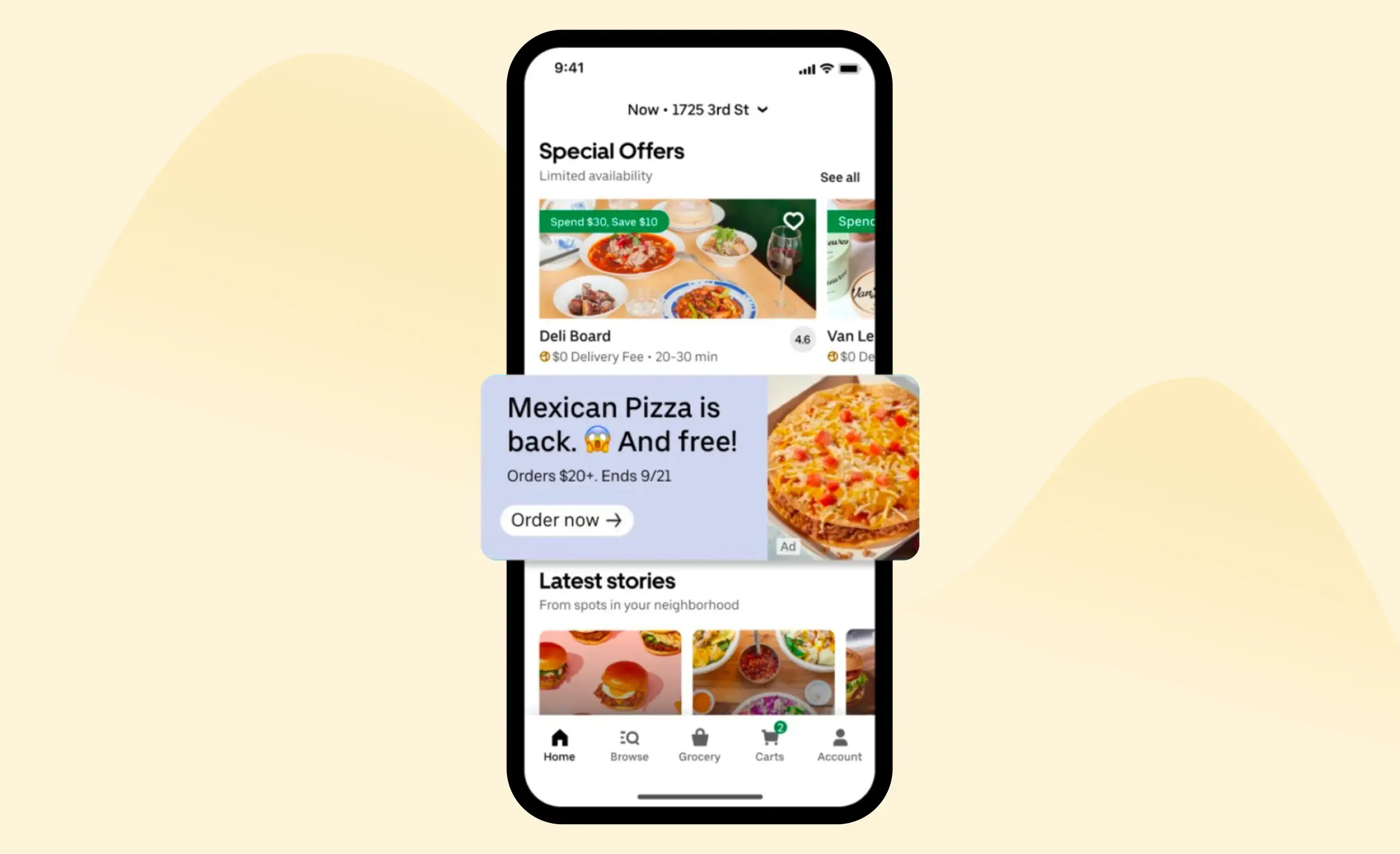 Grocery app development with an ad-based model: Uber Eats ads