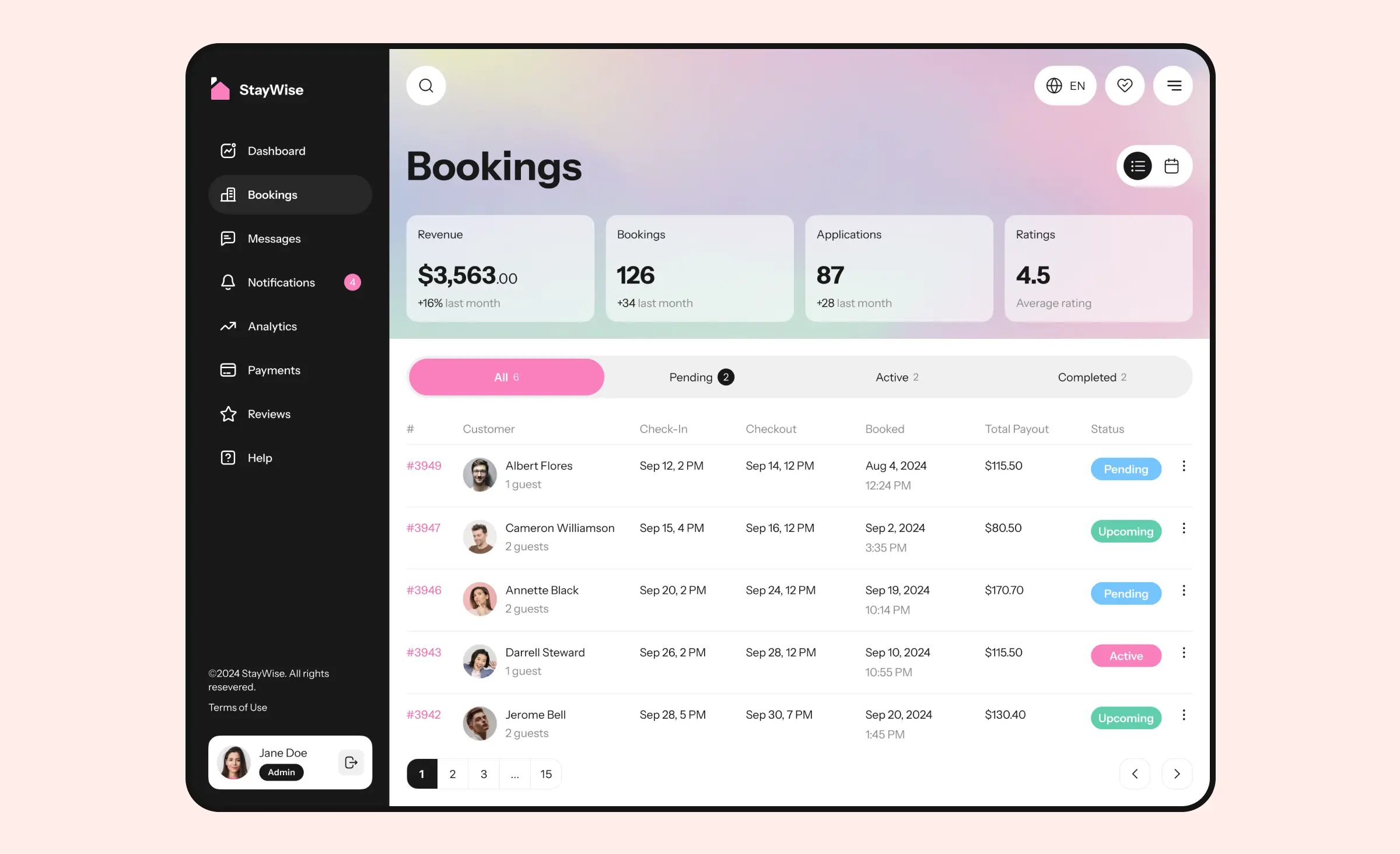 A property management dashboard UI design concept created by Ronas IT