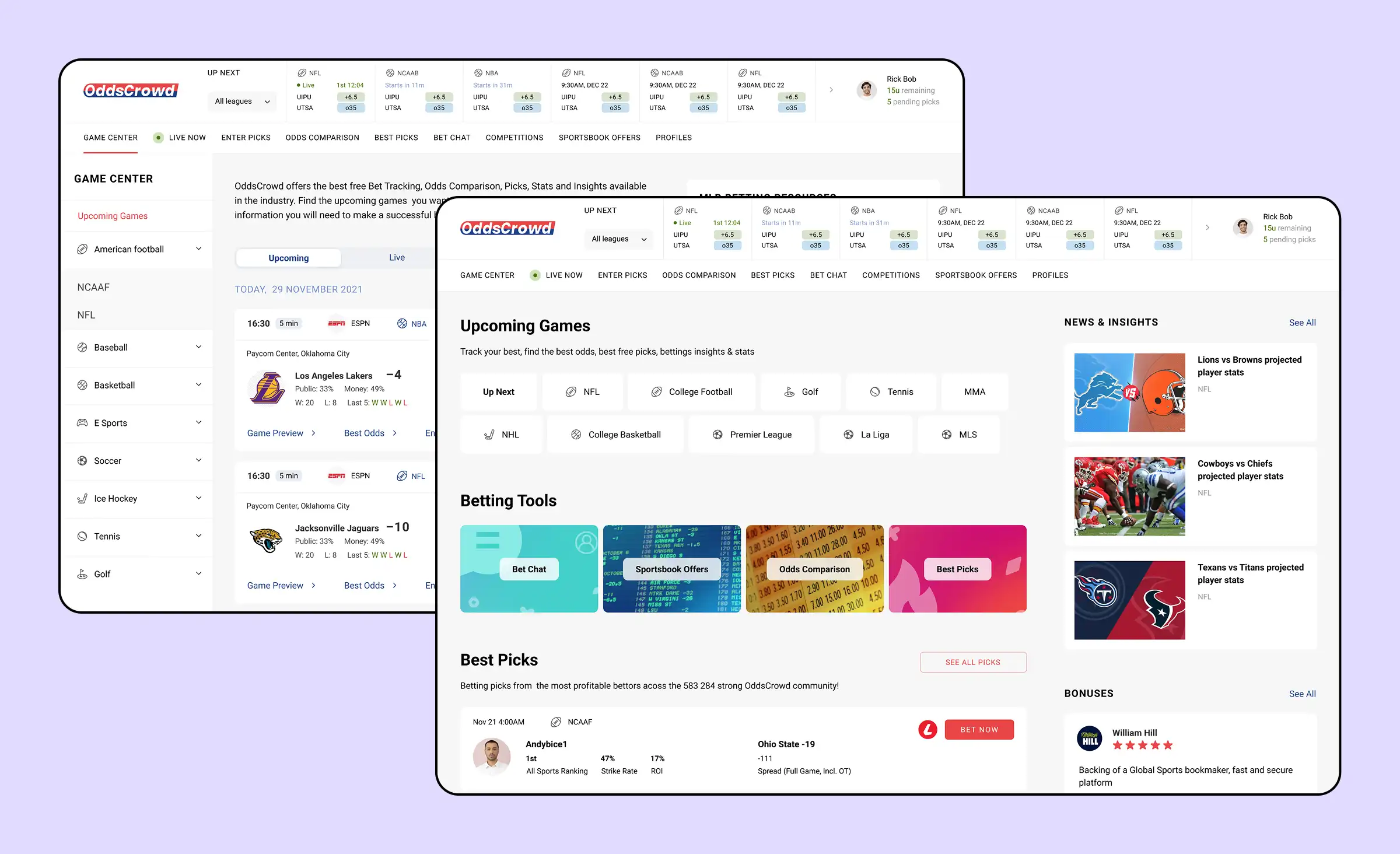 Betting community app that we created using agile software development methodologies