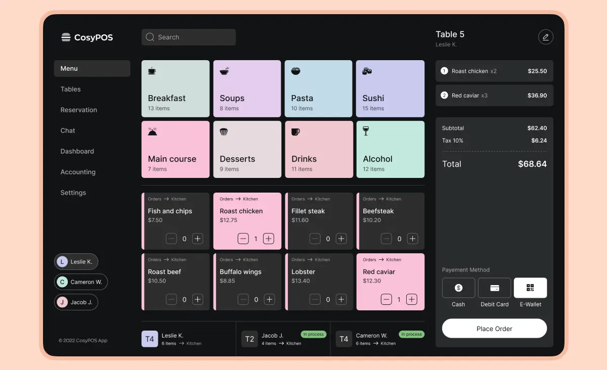 How to reduce operational costs: menu screen of the point of sale system