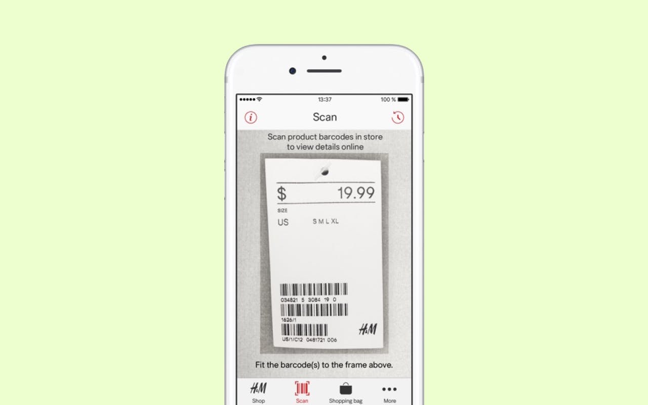 Cost of e-commerce app development: feature for scanning items in H&M app
