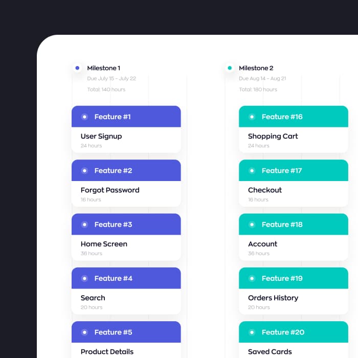 a development plan with set milestones