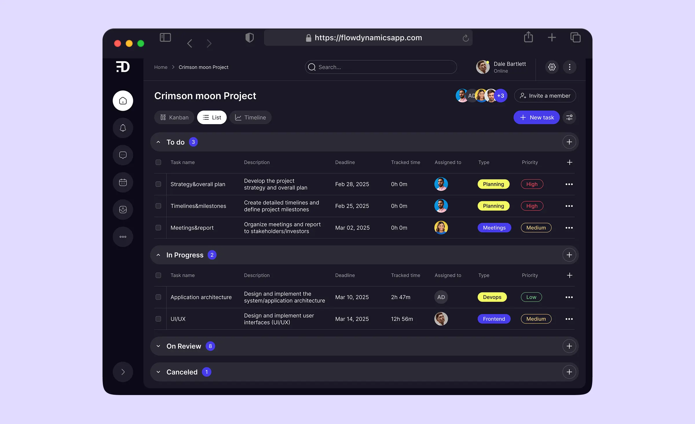 A design concept of a task tracker that is typically used within agile software development methodologies