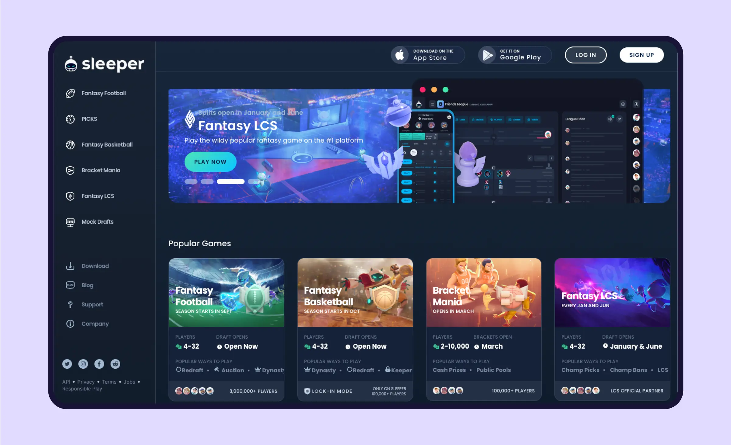 Sleeper - a popular example of fantasy sports app development