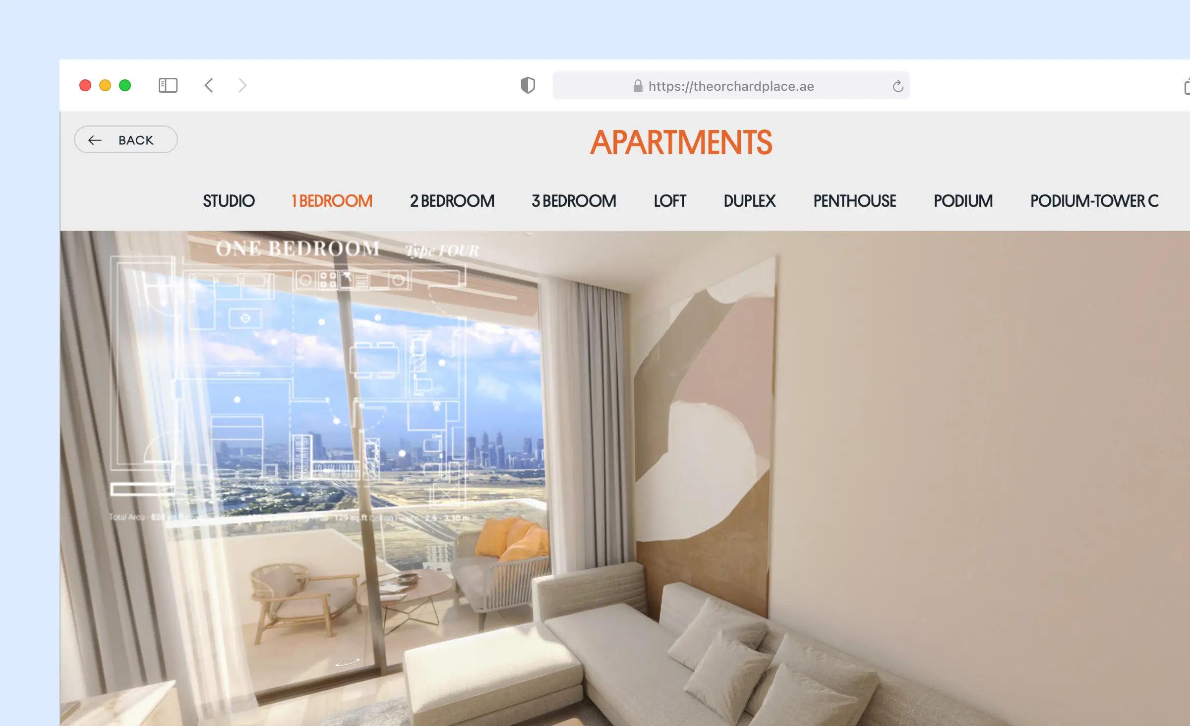 An example of using the digital twins technology in real estate software development - The Orchard Place website