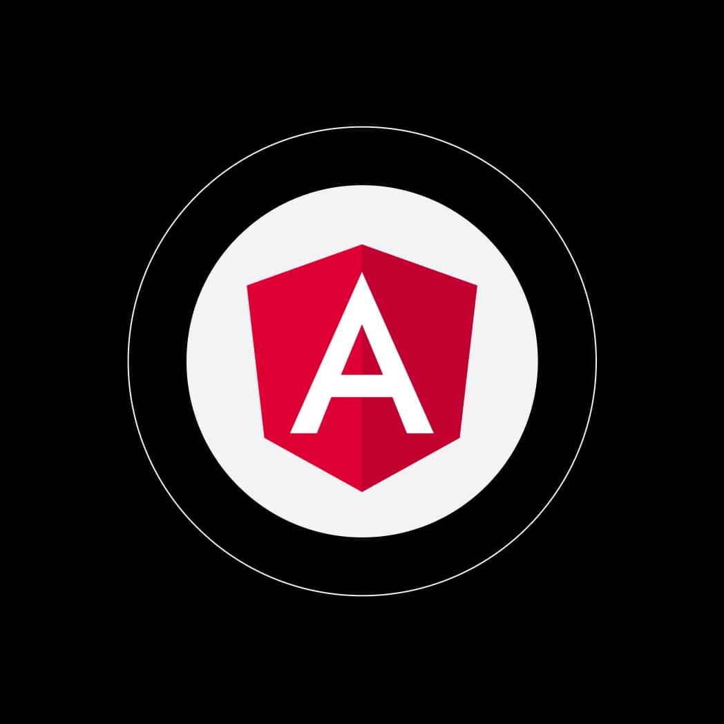 A logo of Angular framework