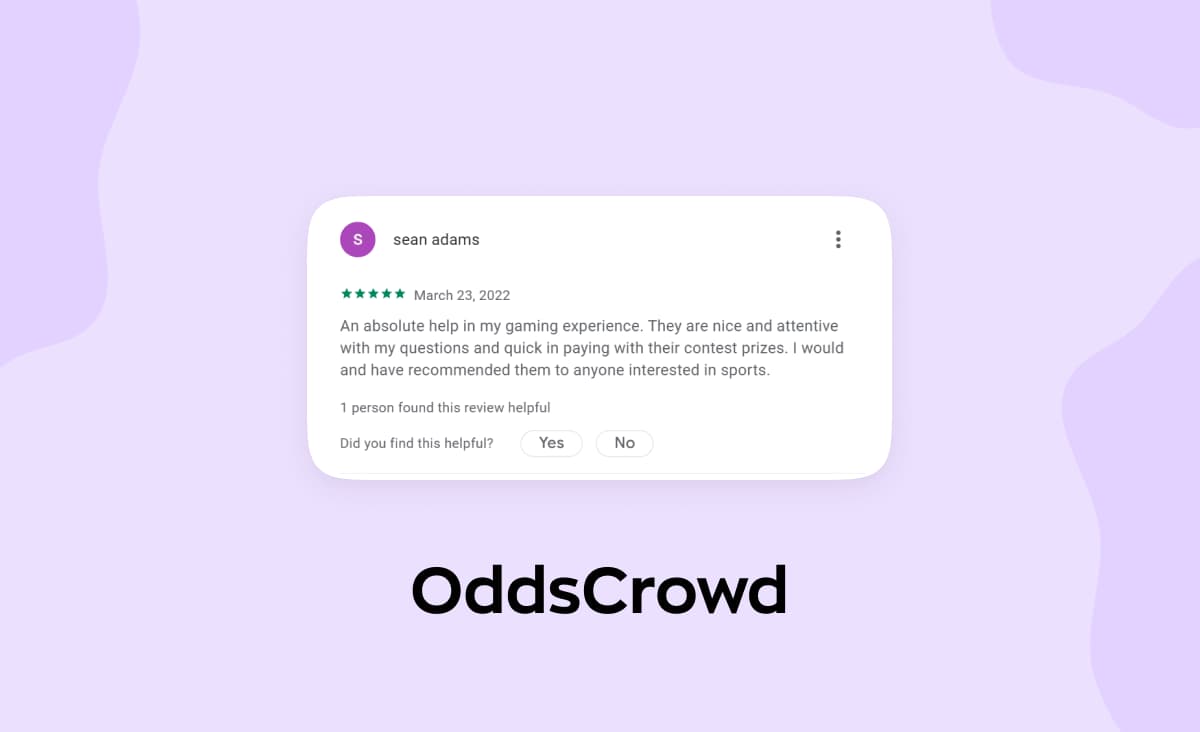 Five-star Google Play review of the OddsCrowd app built by Ronas IT