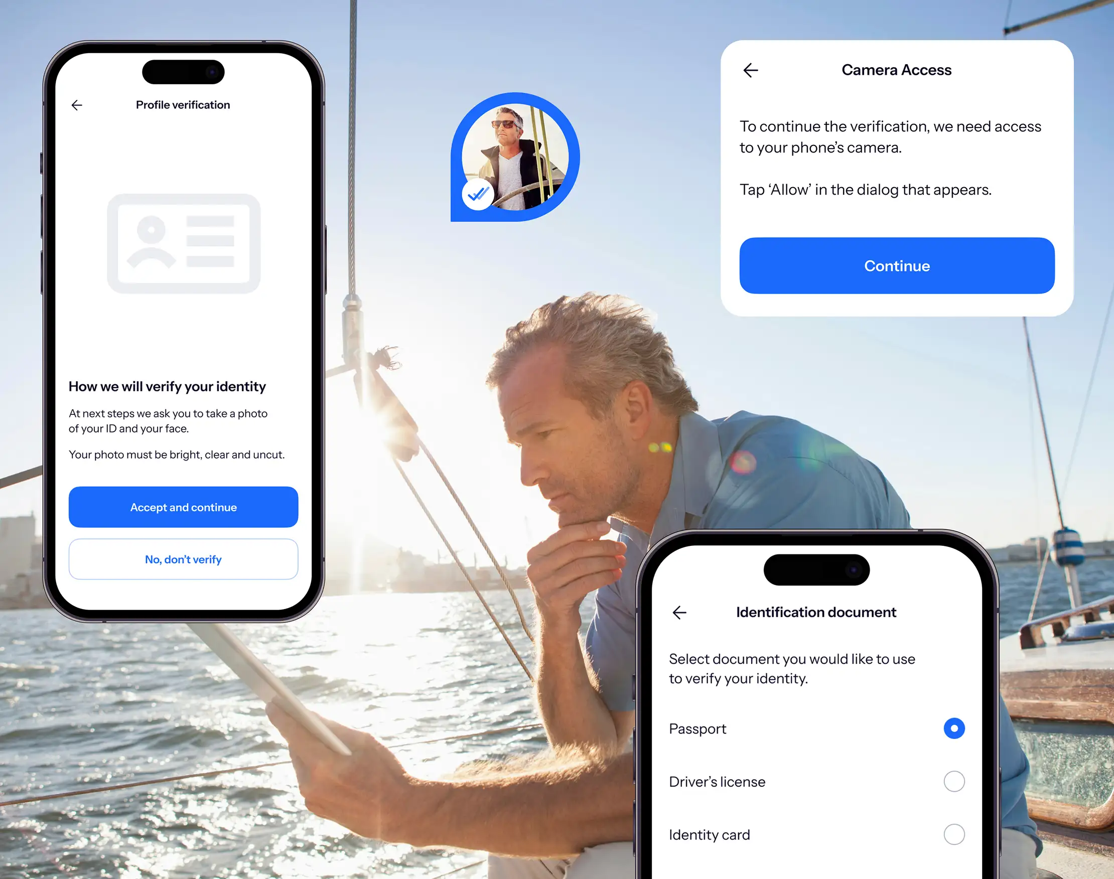 Docky mobile profile and document verification screen.