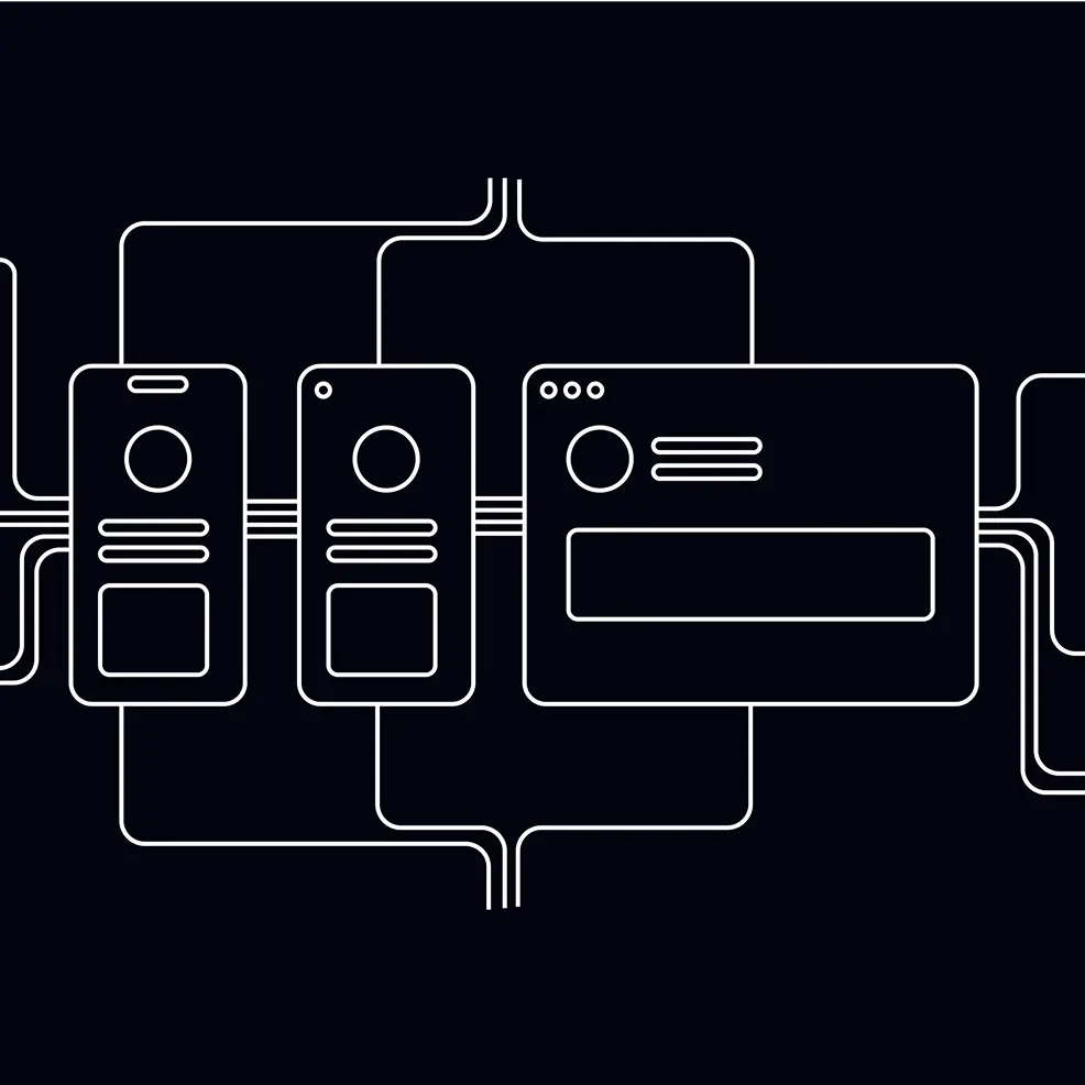 Diagram of Docky app navigation flow connecting screen nodes.