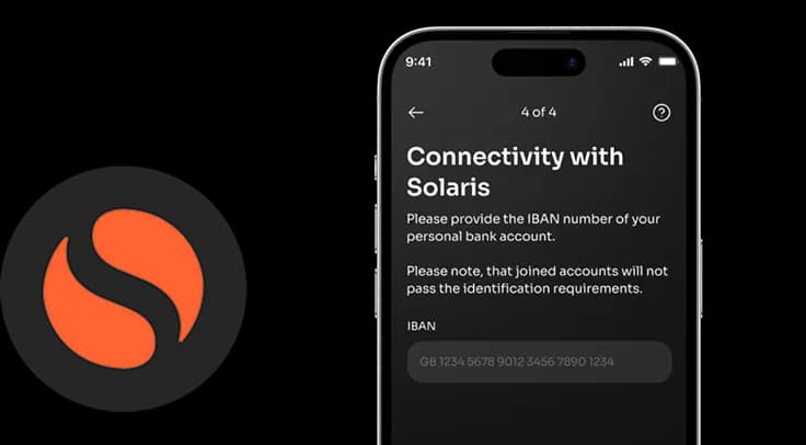 Identity provider logo beside a neobank app account verification screen.