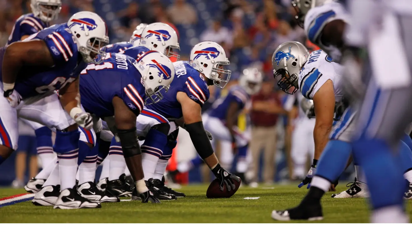 American football players in action during a game.