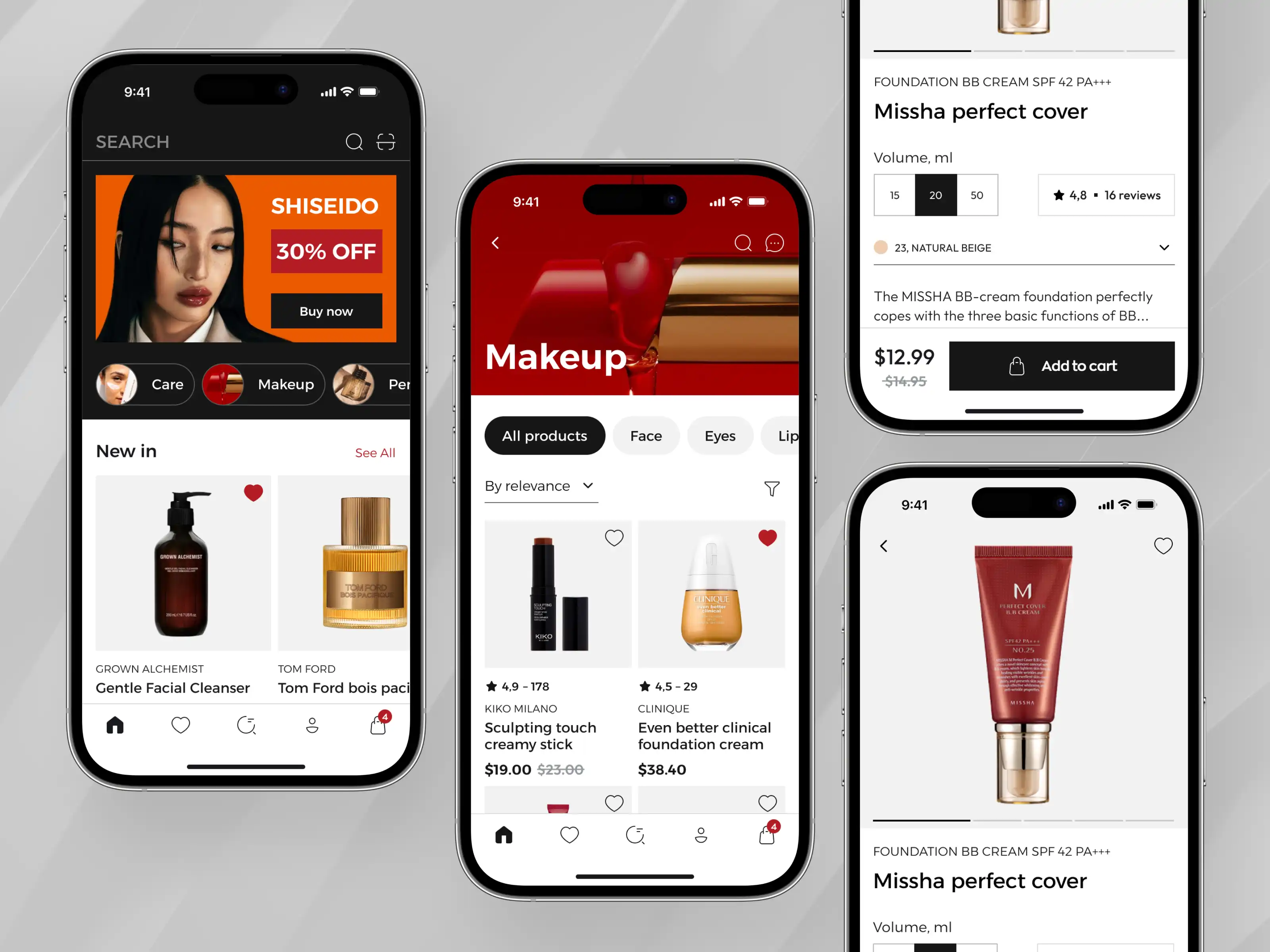 Minimalist E-commerce App Design with Grunge Style Header