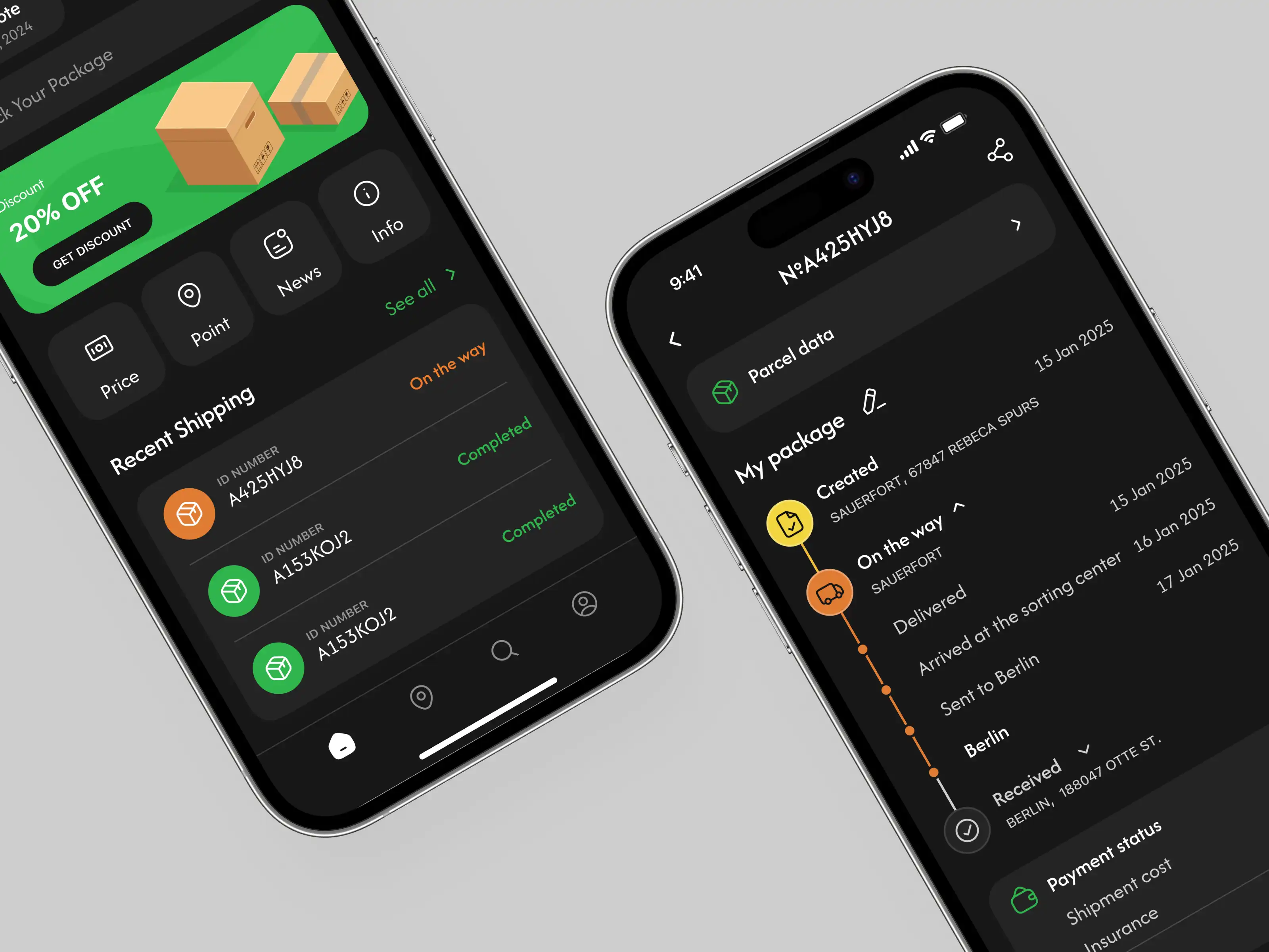 Real-Time Package Location and Payment Status Screen