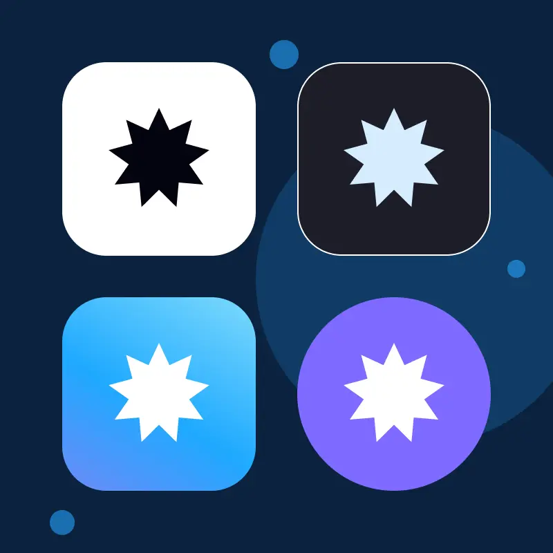 A star icon shown on white, black, blue, and purple background tiles to demonstrate adaptability