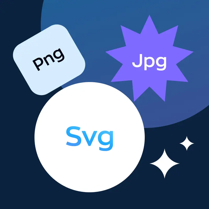 Illustration of PNG, JPG, and SVG file format badges