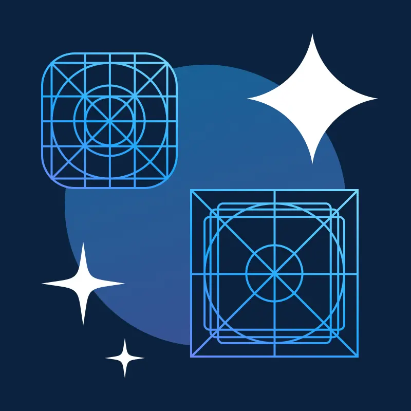 Illustration of two logo safe-area grids with construction guides