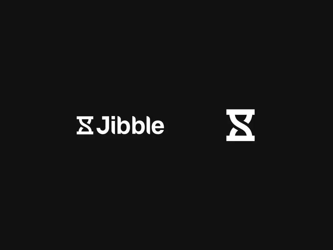 Jibble logo design: wordmark and hourglass icon mark