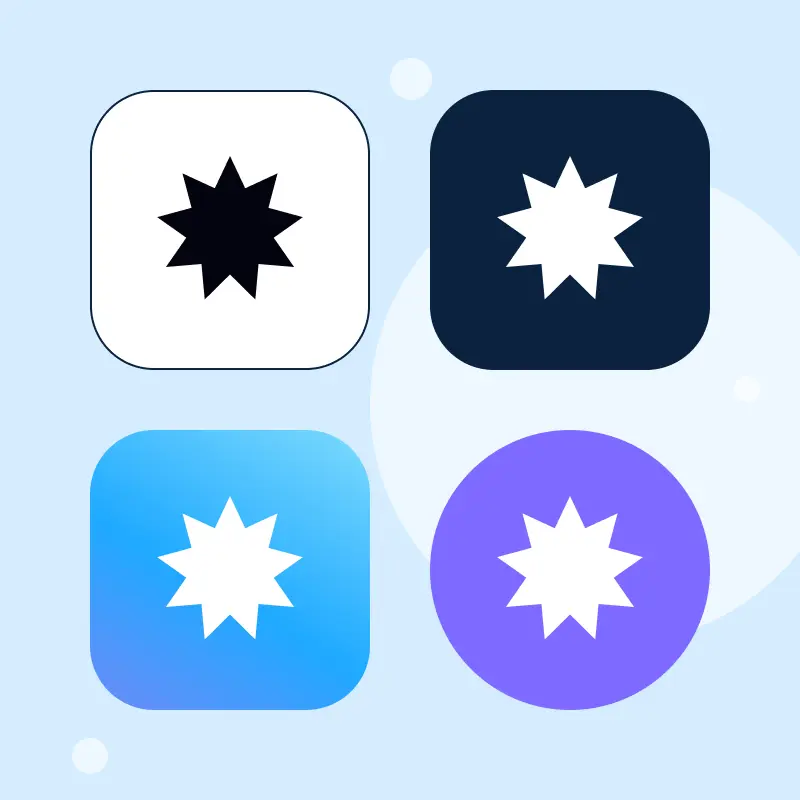 A star icon shown on white, black, blue, and purple background tiles to demonstrate adaptability