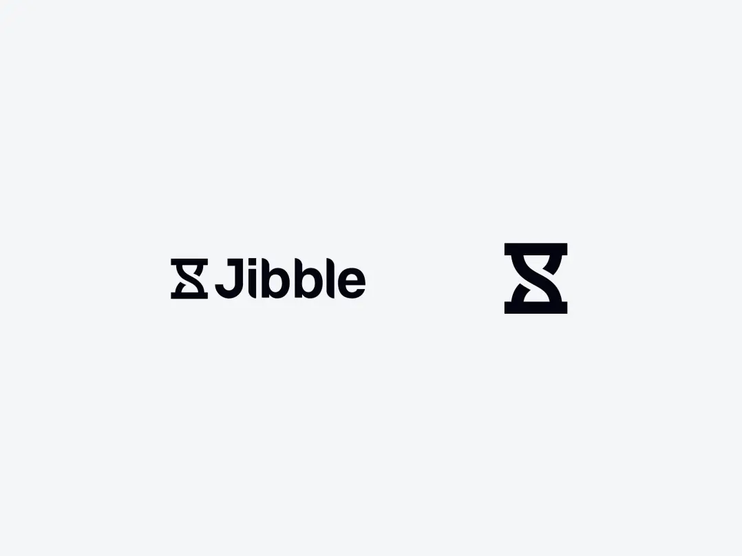 Jibble logo design: wordmark and hourglass icon mark